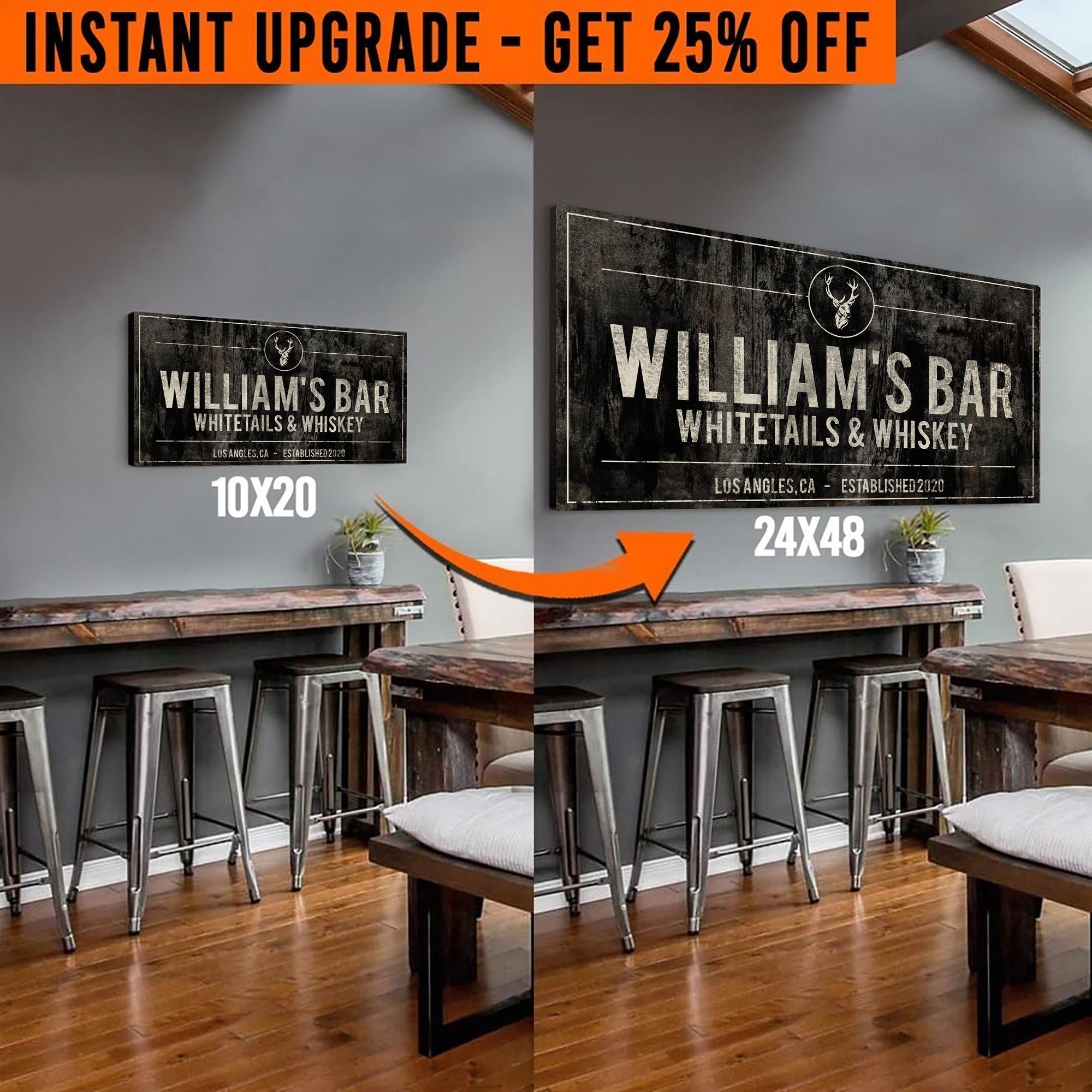 Upgrade Your 48x24 Inches 'Whitetails and Whiskey' Style 3 Canvas To 60x30 Inches on sale at MyriadMart