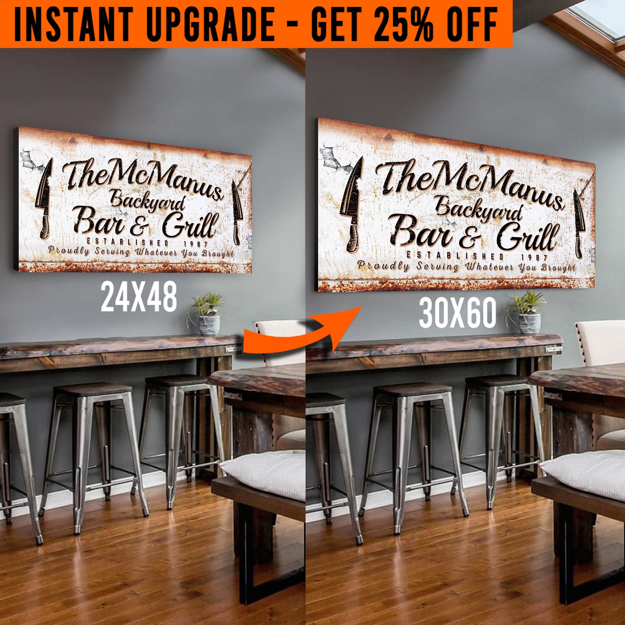 Upgrade Your 24x48 Inches 'Backyard Bar & Grill' Style 3 Canvas To 60x30 Inches on sale at MyriadMart
