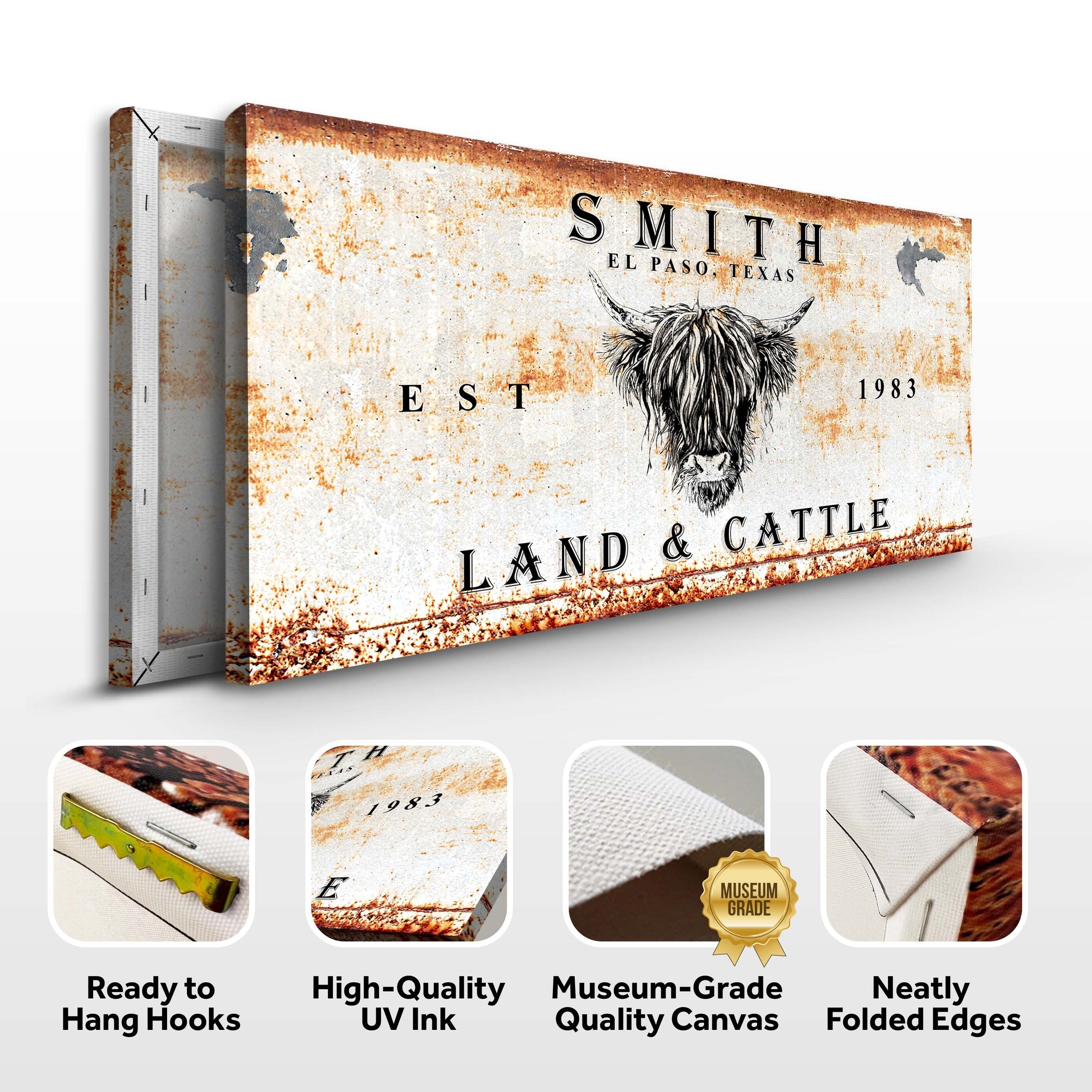 Land And Cattle Rustic Sign III on sale at MyriadMart