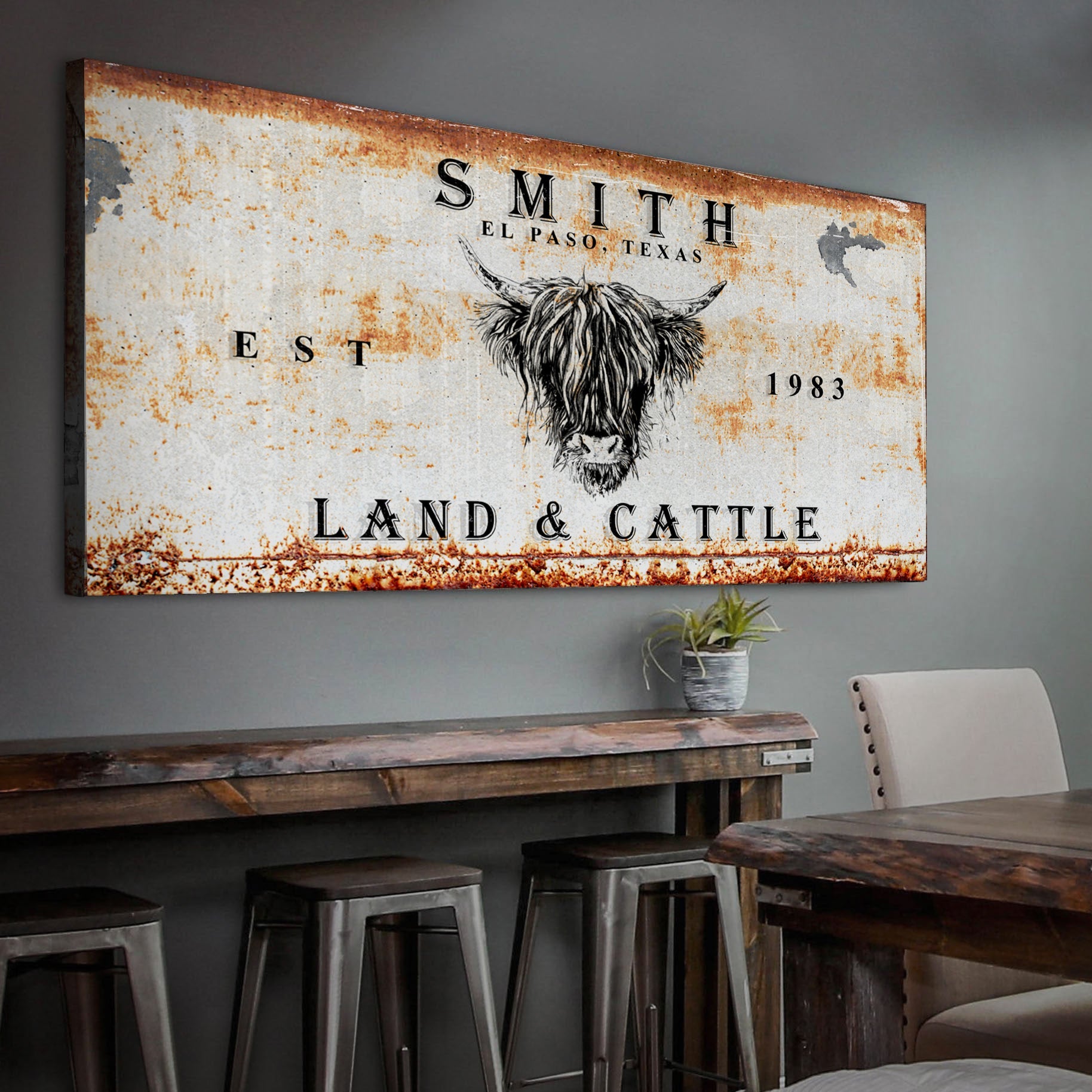 Land And Cattle Rustic Sign III on sale at MyriadMart