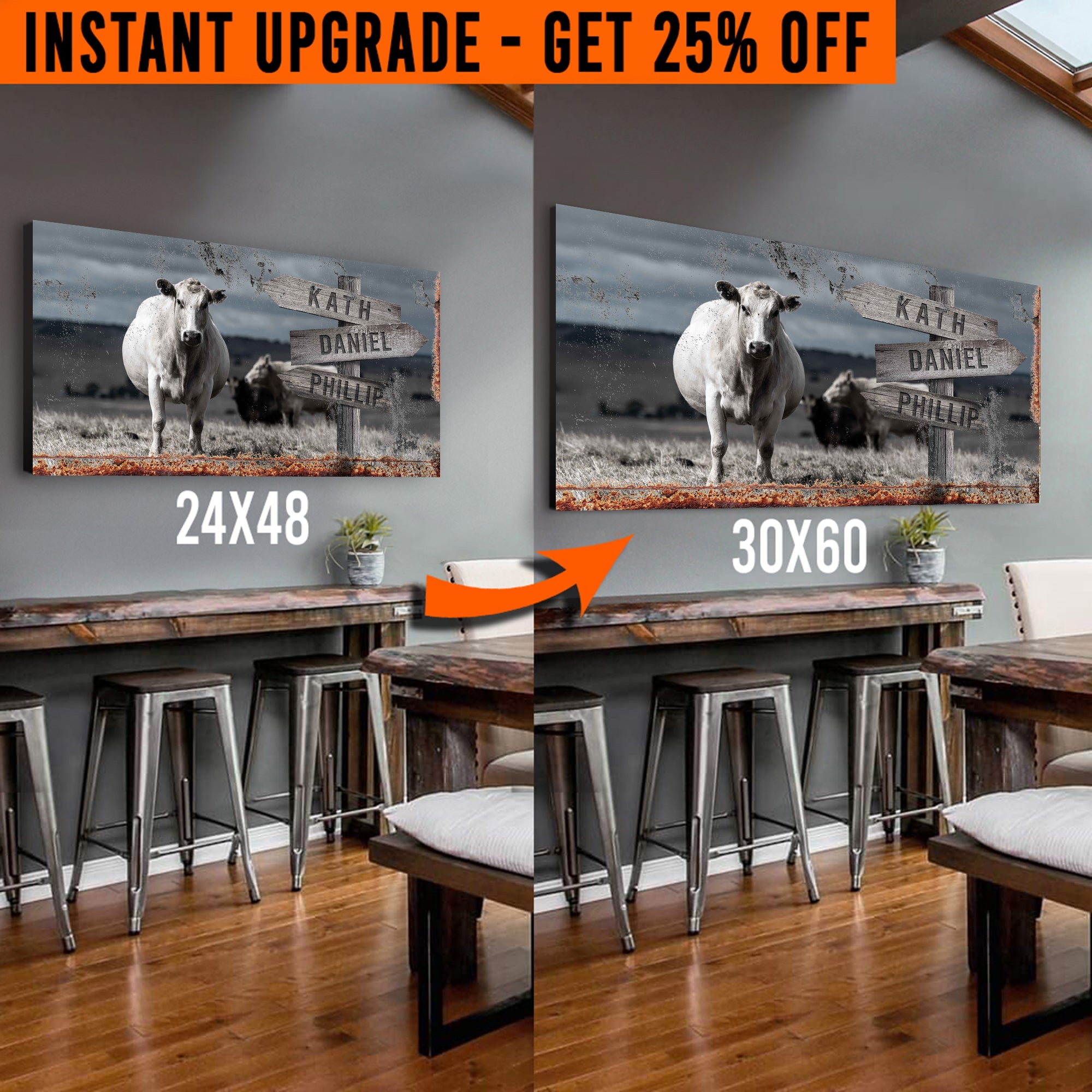 Upgrade Your 48x24 Inches 'Angus Cattle Name' Canvas To 60x30 Inches on sale at MyriadMart