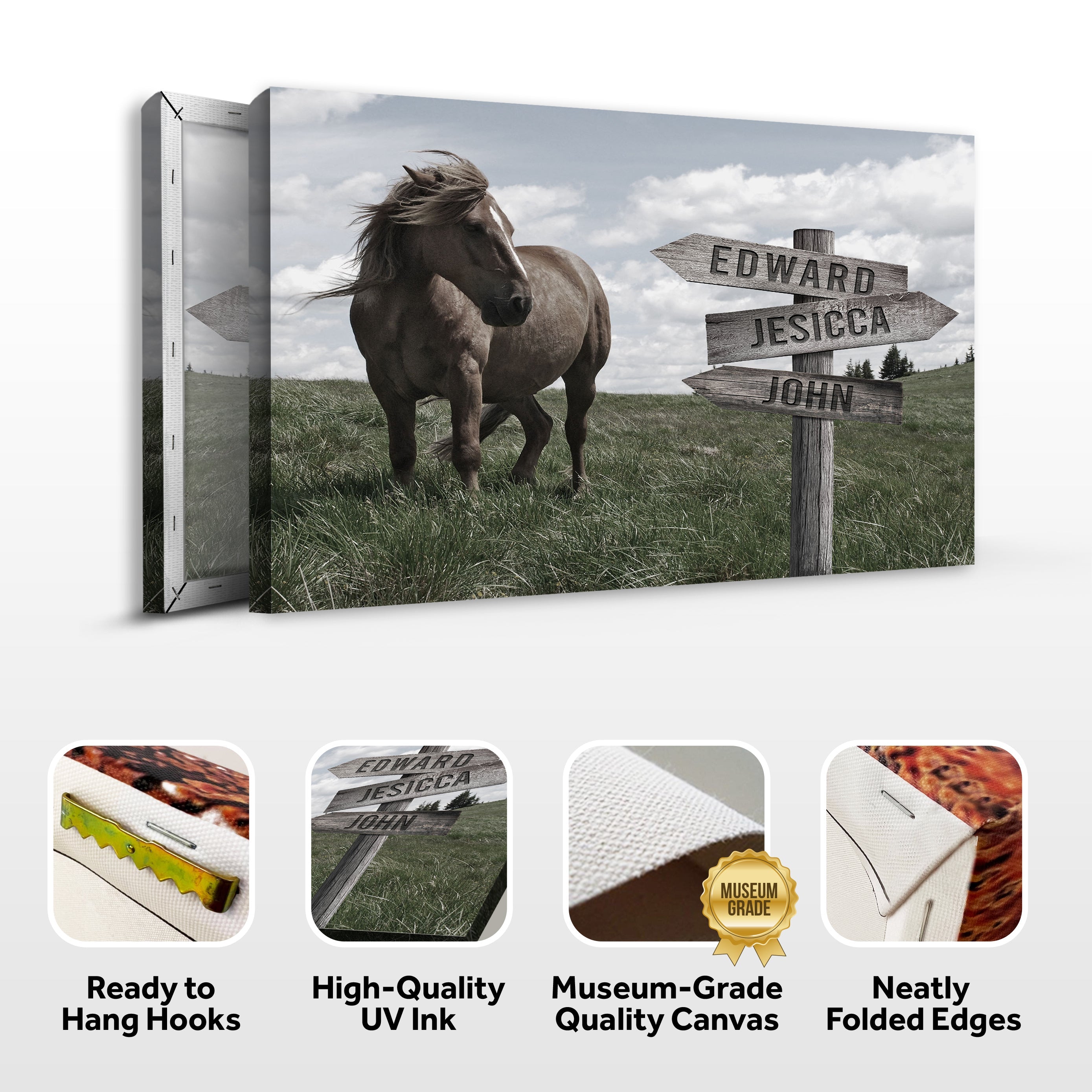 Classic Horse Family Name Sign on sale at MyriadMart