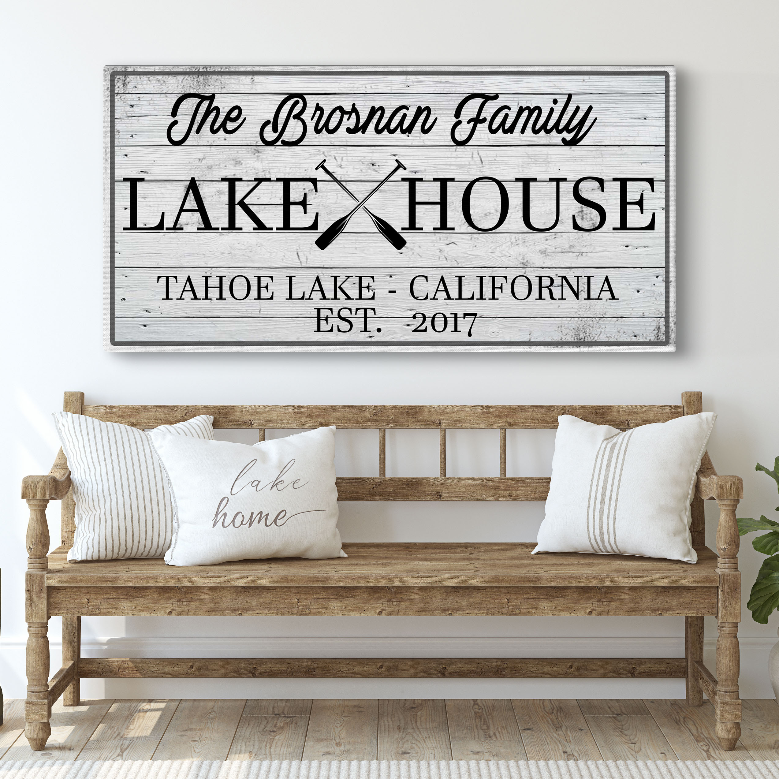 Family Lake House Paddle Sign on sale at MyriadMart
