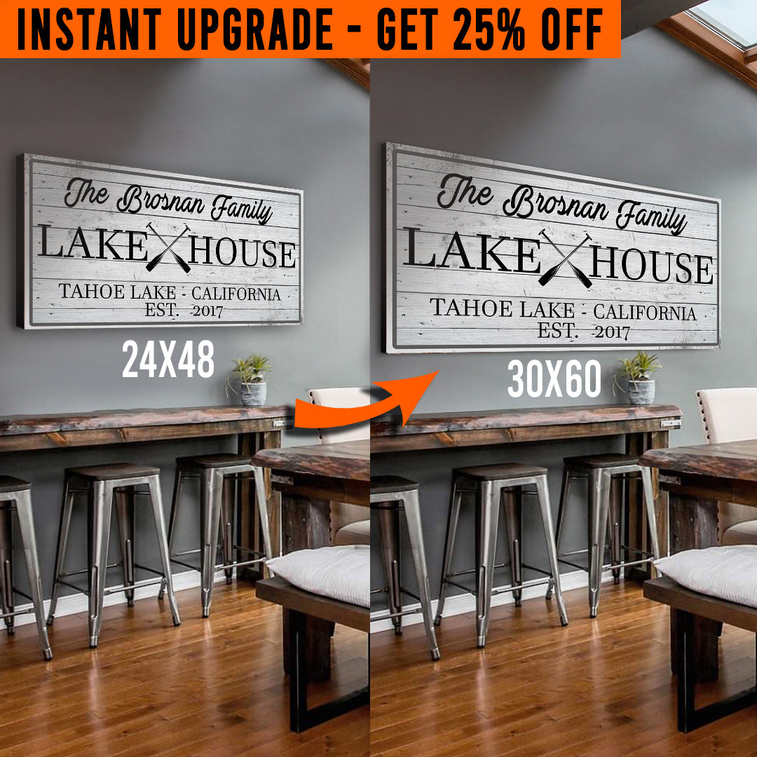 Upgrade Your 48x24 Inches 'Family Lake House' Style 1 Canvas To 60x30 Inches on sale at MyriadMart