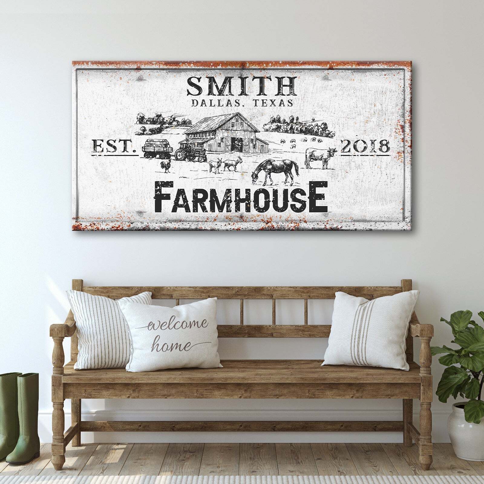 Rustic Farmhouse Personalized Sign II on sale at MyriadMart