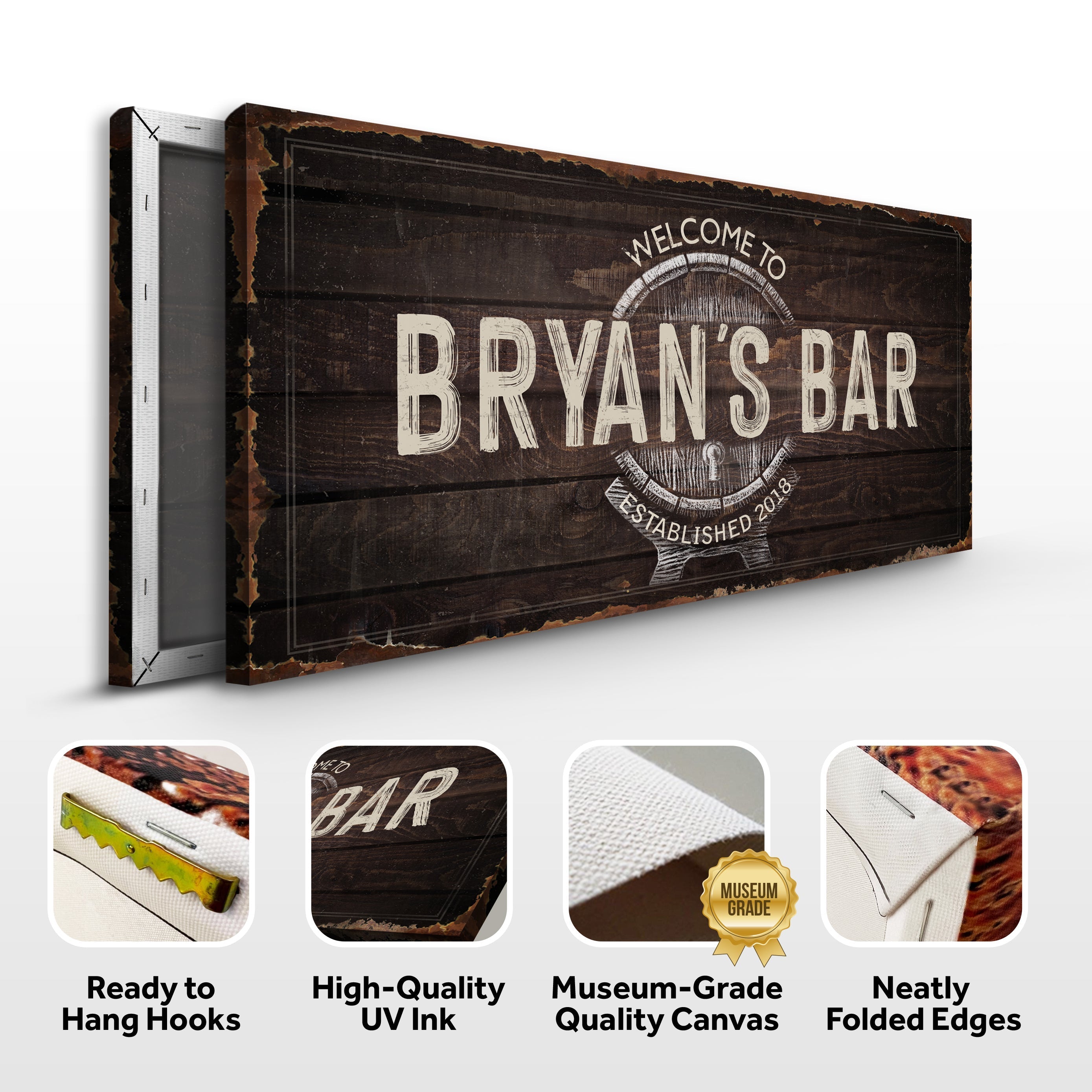 Beer Barrel Bar Sign: Custom Bar Signs for Home Bar – Ideal Man Cave Wall Decor & Perfect Gift for Him on sale at MyriadMart