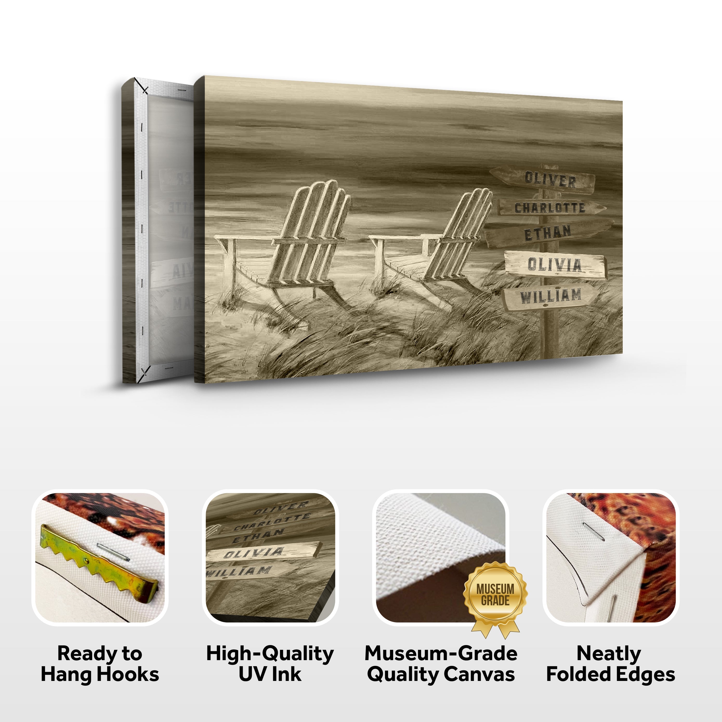 Monochrome Beach Name Sign on sale at MyriadMart