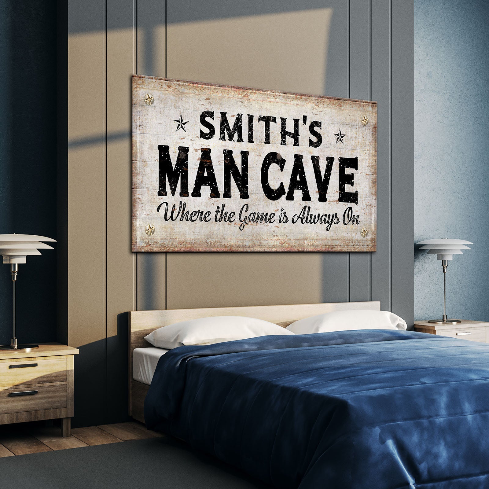 Where the Game is Always On Man Cave Sign on sale at MyriadMart