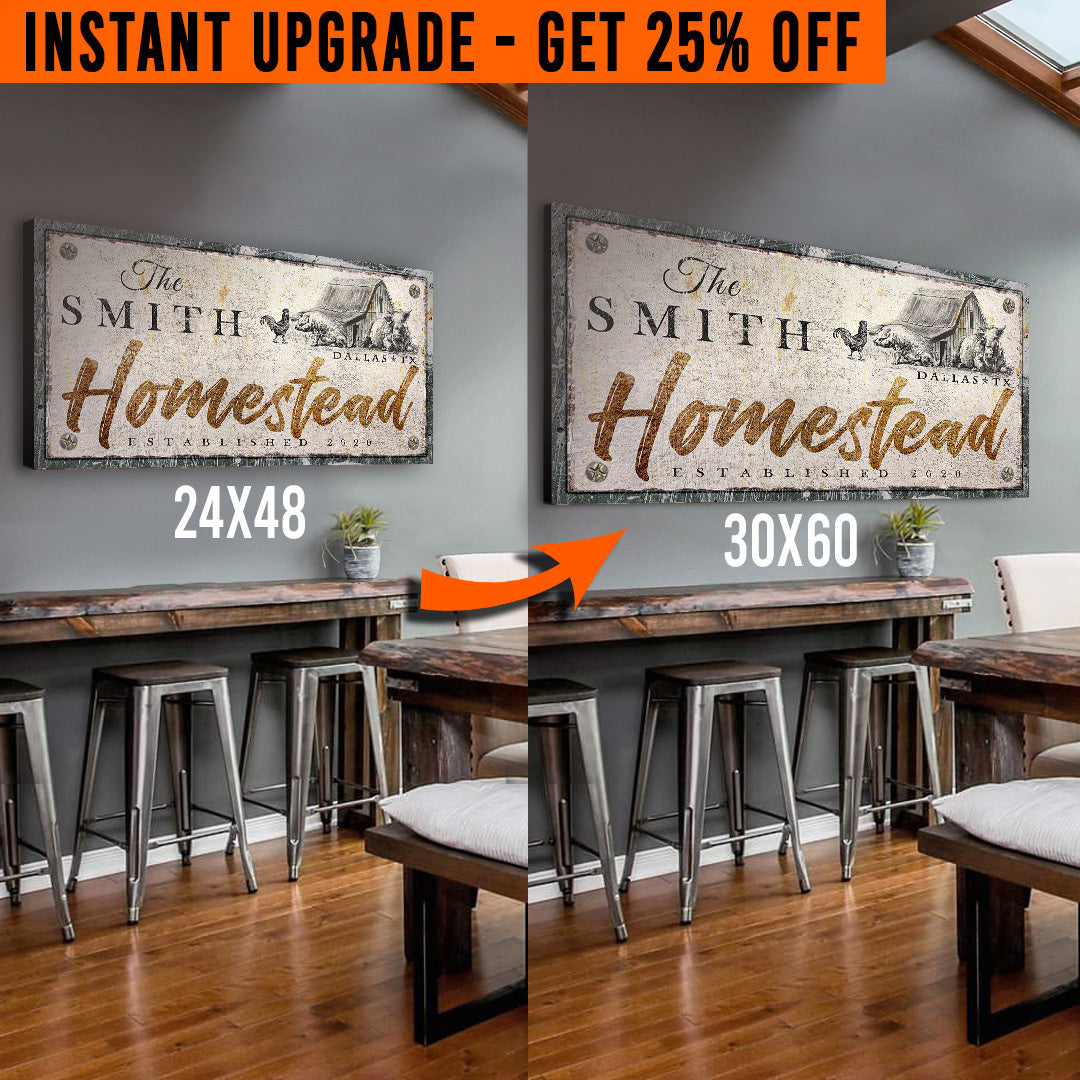 Upgrade Your 20x10 Inches 'Homestead' Style 3 Canvas To 48x24 Inches on sale at MyriadMart