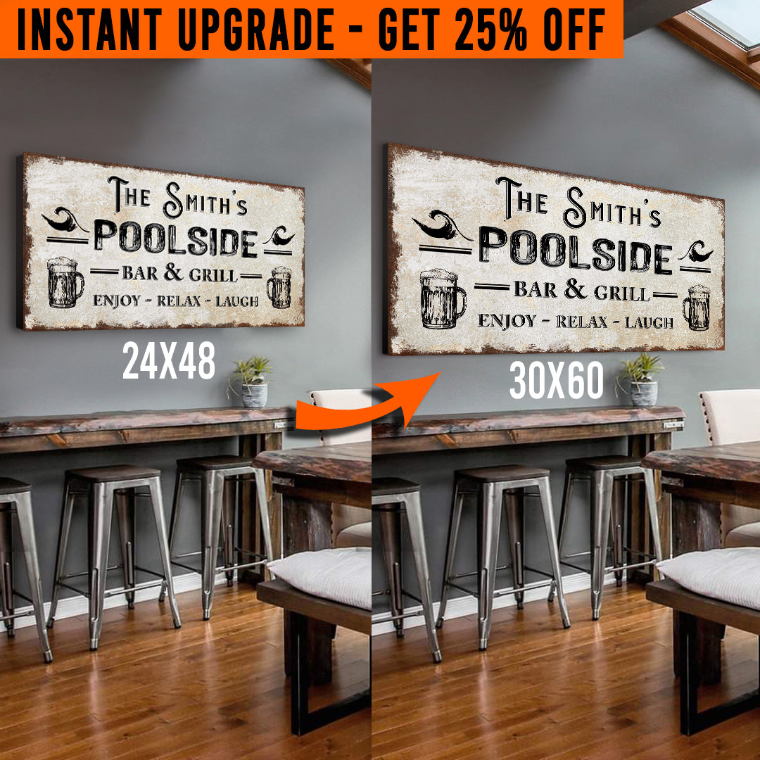 Upgrade Your 48x24 Inches 'Personalized Poolside Bar And Grill' Style 1 Canvas To 60x30 Inches on sale at MyriadMart