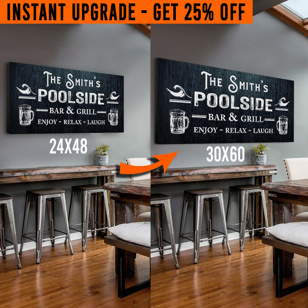 Upgrade Your 48x24 Inches 'Personalized Poolside Bar And Grill' Style 2 Canvas To 60x30 Inches on sale at MyriadMart