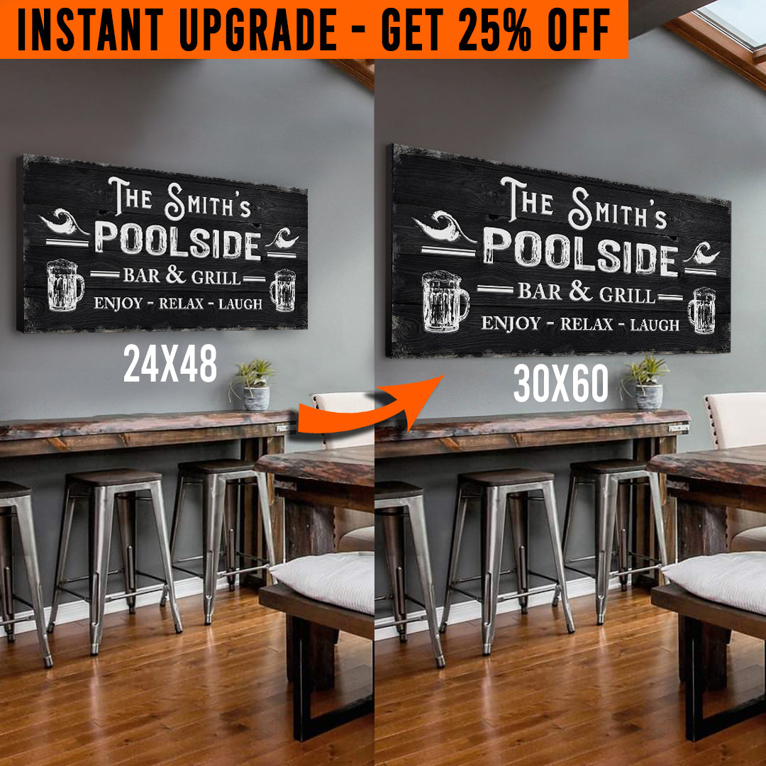 Upgrade Your 48x24 Inches 'Personalized Poolside Bar And Grill' Style 3 Canvas To 60x30 Inches on sale at MyriadMart