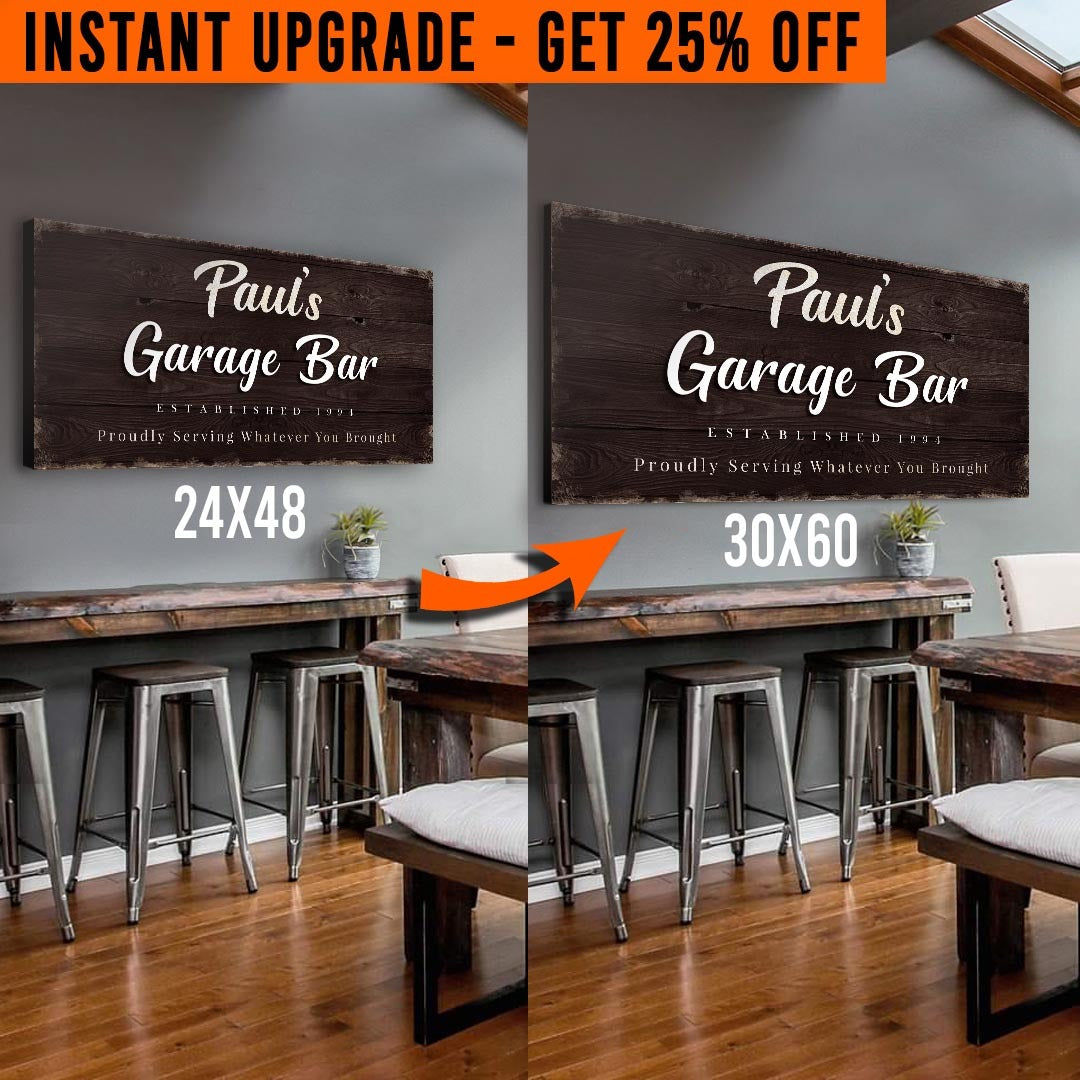 Upgrade Your 48x24 Inches 'Garage Bar' Style 2 Canvas To 60x30 Inches on sale at MyriadMart