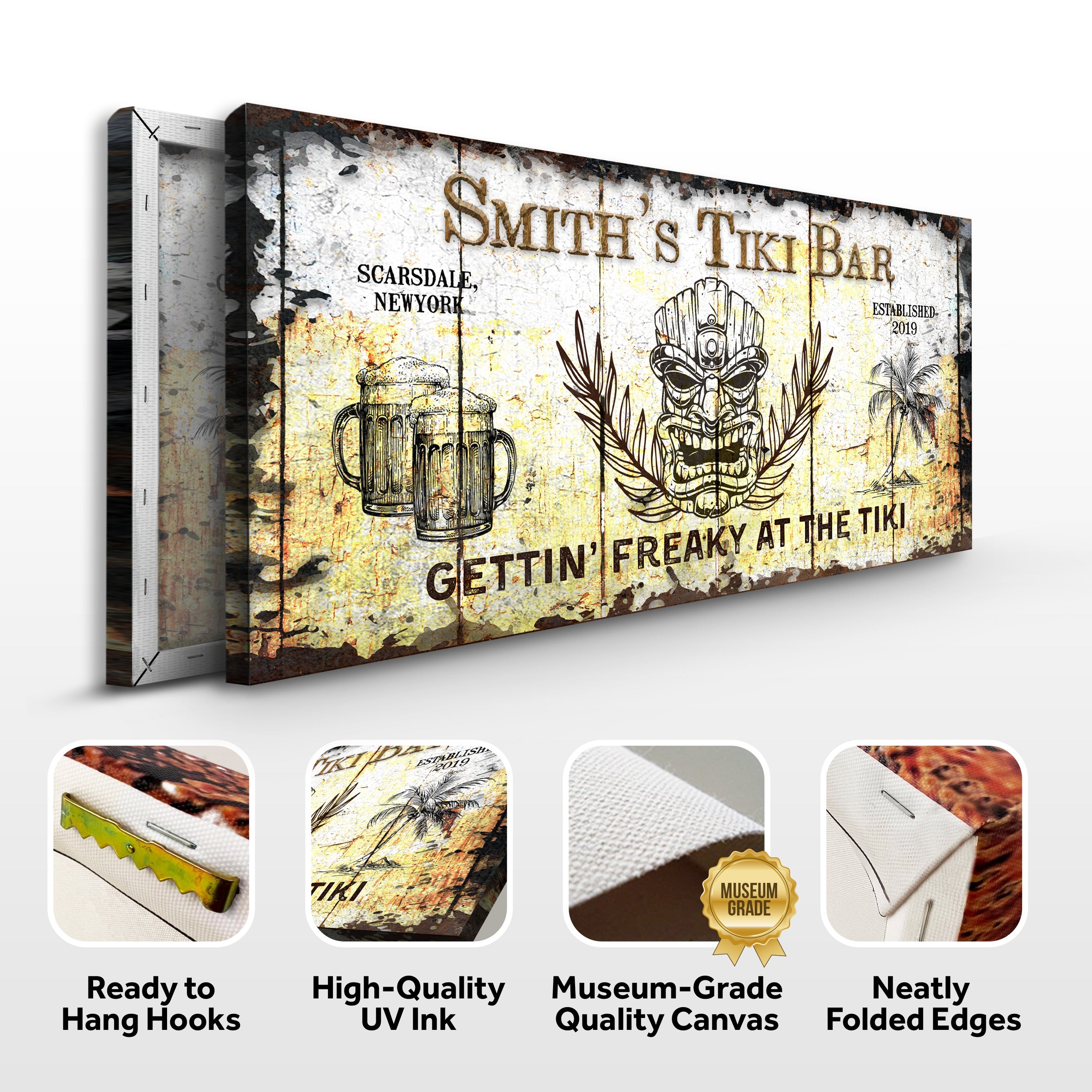 Personalized Tiki Bar Sign: Custom Bar Signs for Home Bar – Ideal For Your Basement Bar Or Man Cave Decor on sale at MyriadMart