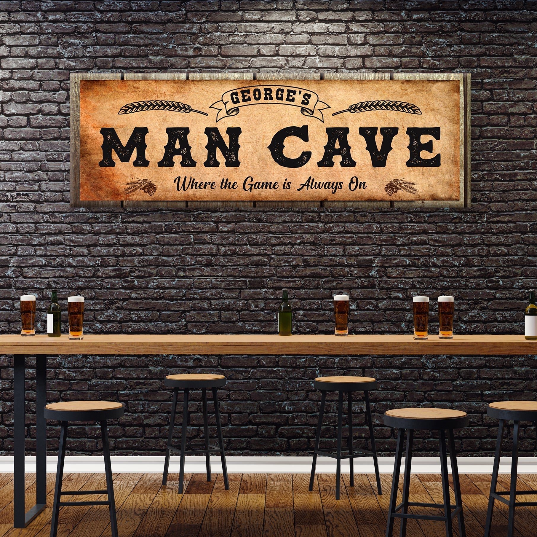 Personalized Man Cave Sign: Rustic Man Cave Sign for Custom Bar Signs or Home Bar on sale at MyriadMart