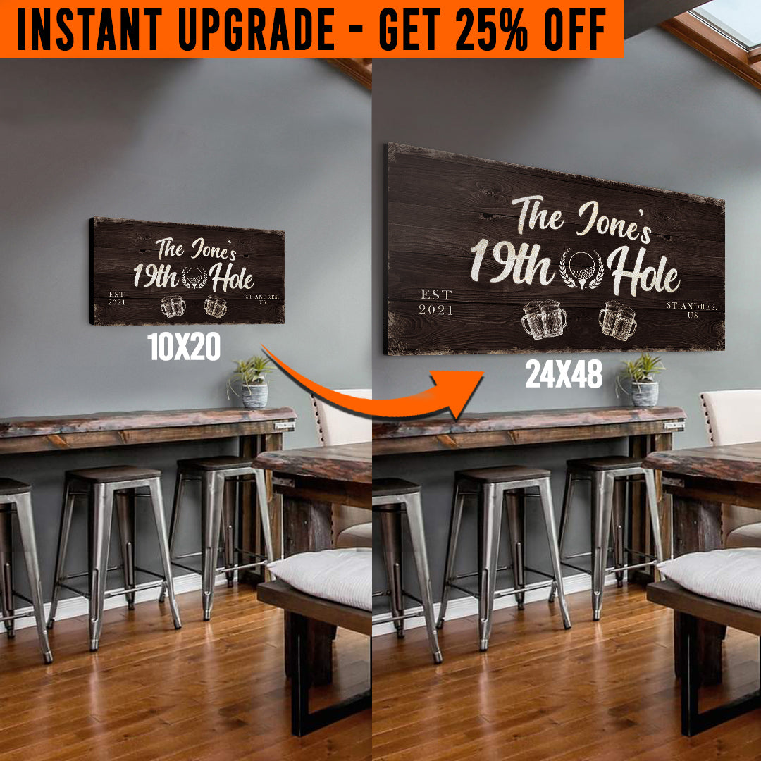 Upgrade Your 20x10 Inches '19th Hole Golf' Style 2 Canvas To 48x24 Inches on sale at MyriadMart