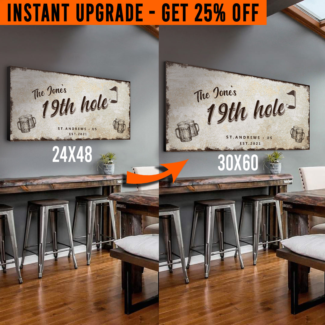 Upgrade Your 48x24 Inches '19th Hole Golf' Style 3 Canvas To 60x30 Inches on sale at MyriadMart