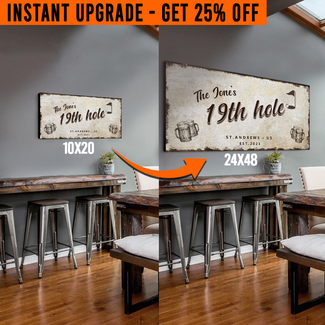 Upgrade Your 20x10 Inches '19th Hole Golf' Style 3 Canvas To 48x24 Inches on sale at MyriadMart