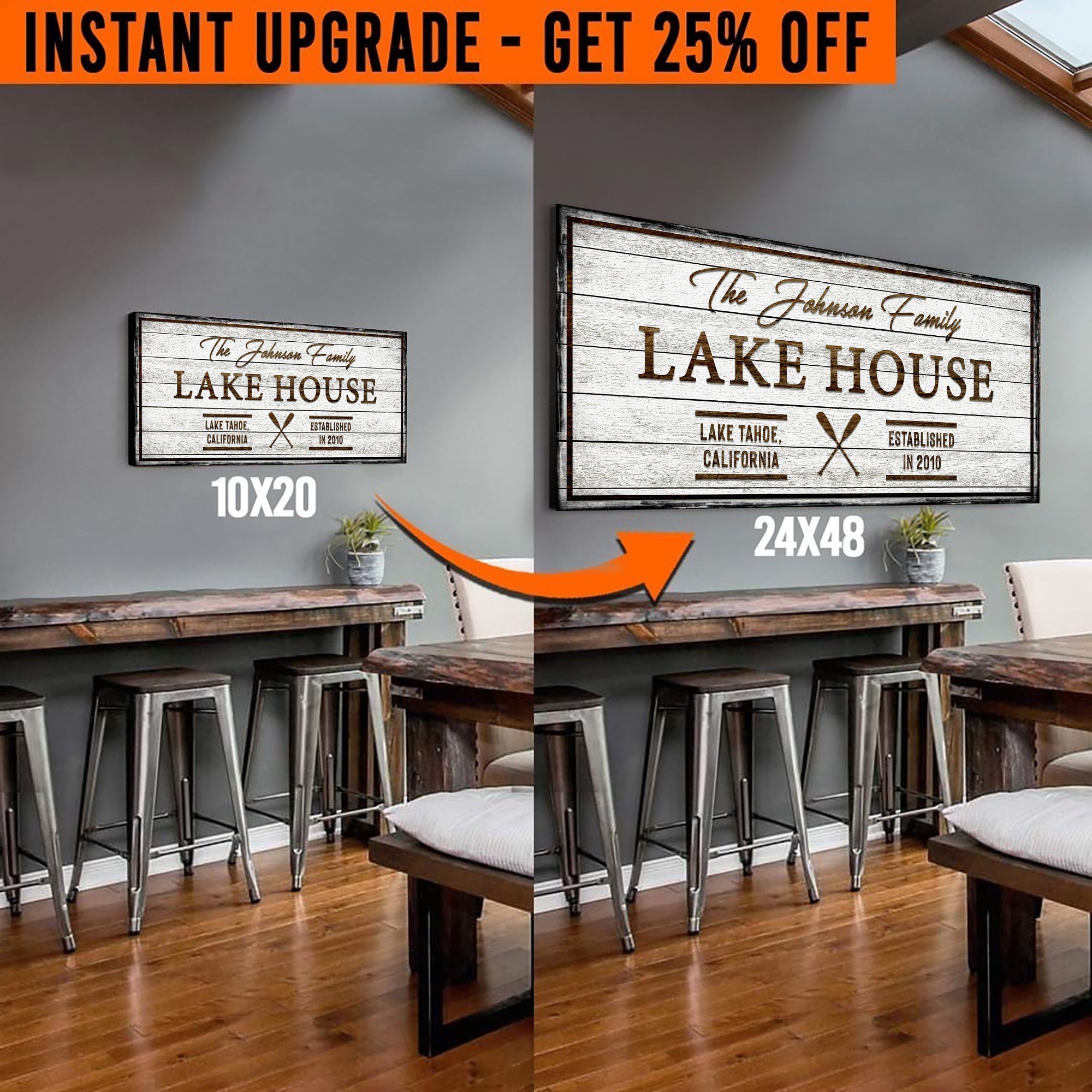 Upgrade Your 20x10 Inches 'Family Lake House' Style 1 Canvas To 24x48 Inches on sale at MyriadMart