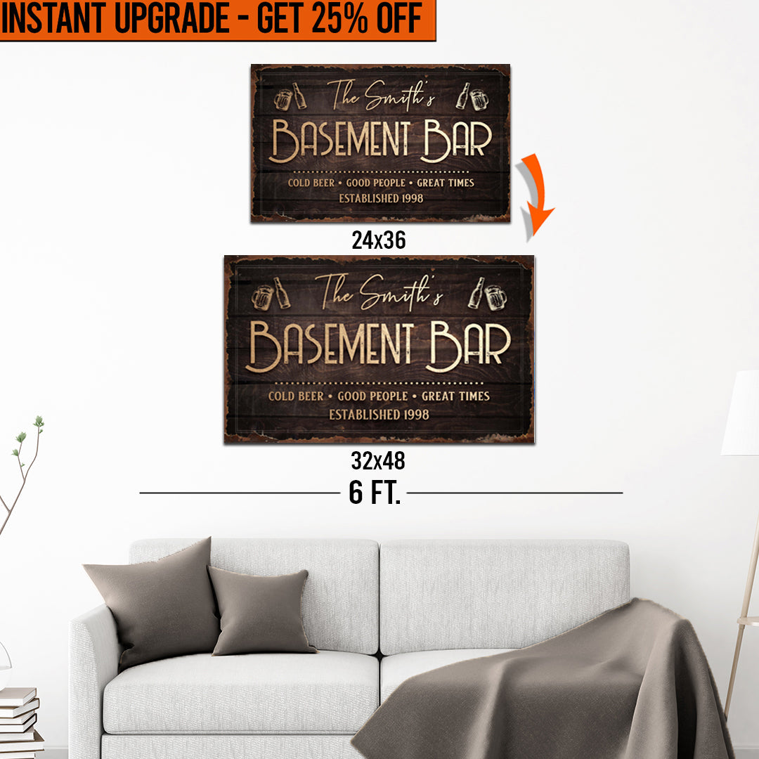 Upgrade Your 36x24 Inches 'Family Basement Bar' Canvas To 48x32 Inches on sale at MyriadMart