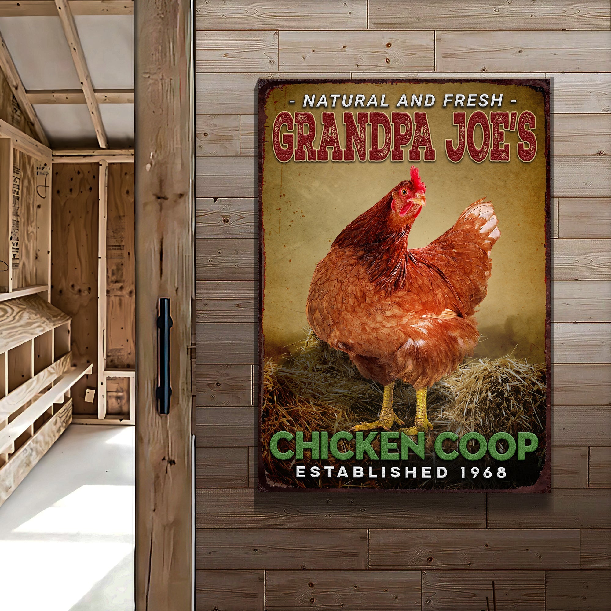 Chicken Coop Natural And Fresh Sign on sale at MyriadMart