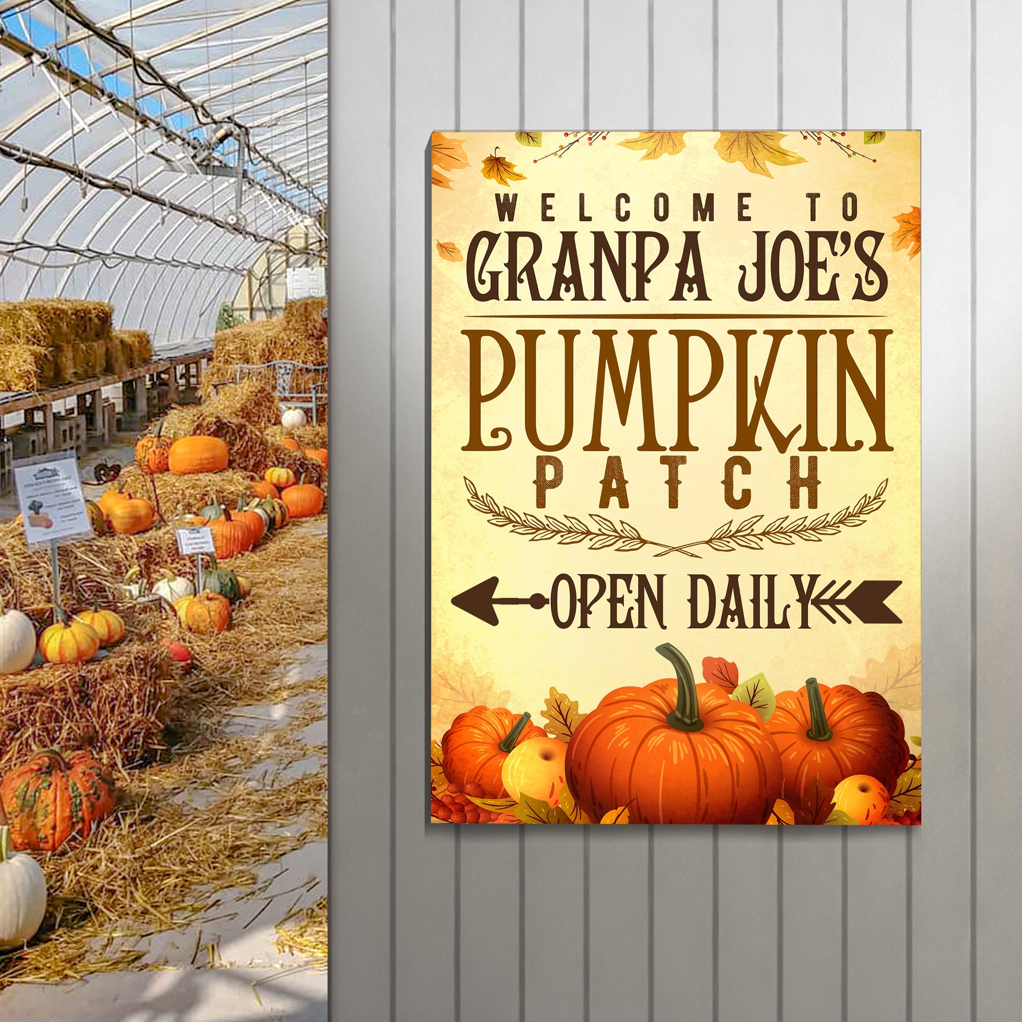 Pumpkin Patch Open Daily Sign on sale at MyriadMart