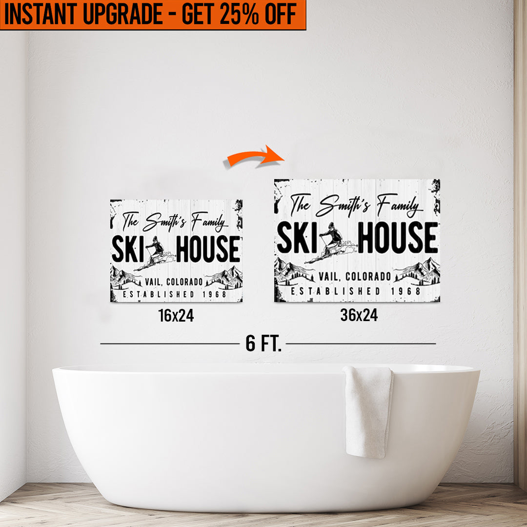 Upgrade Your 24x16 Inches 'Ski House' Canvas To 36x24 Inches on sale at MyriadMart
