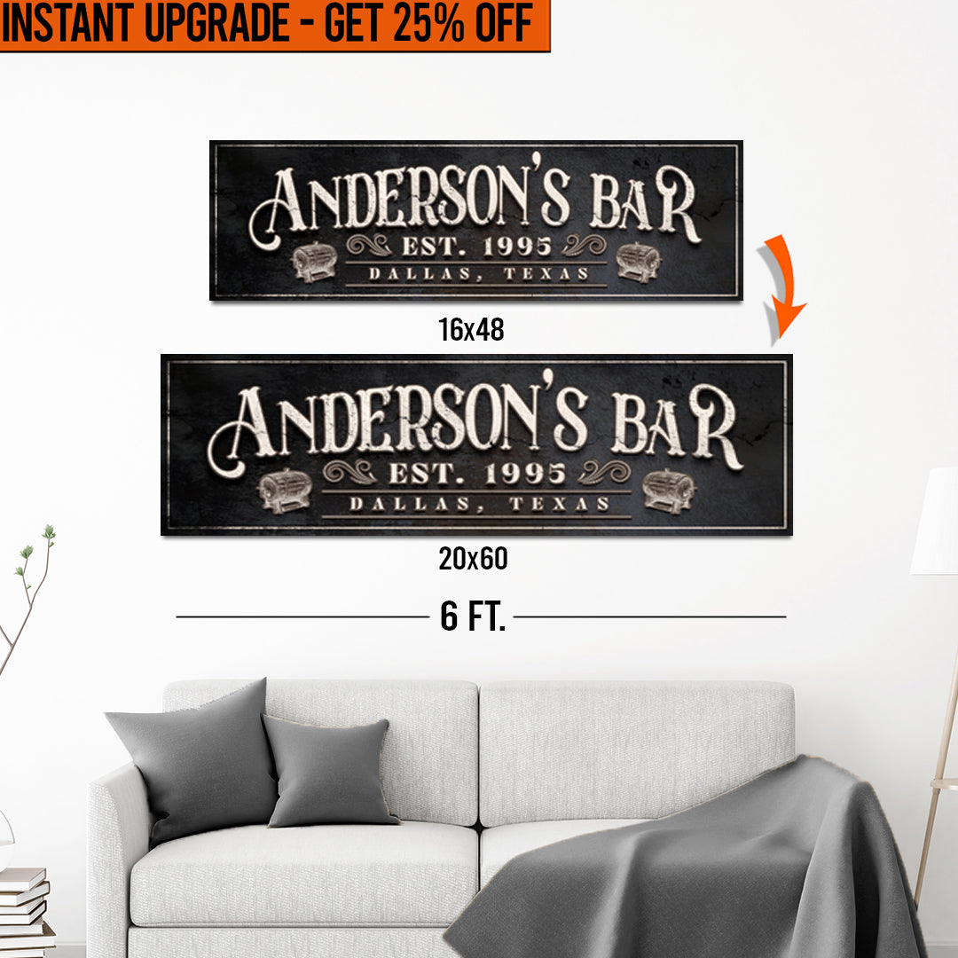 Upgrade Your 16x48 Inches 'Personalized Bar' Style 1 Canvas To 20x60 Inches on sale at MyriadMart