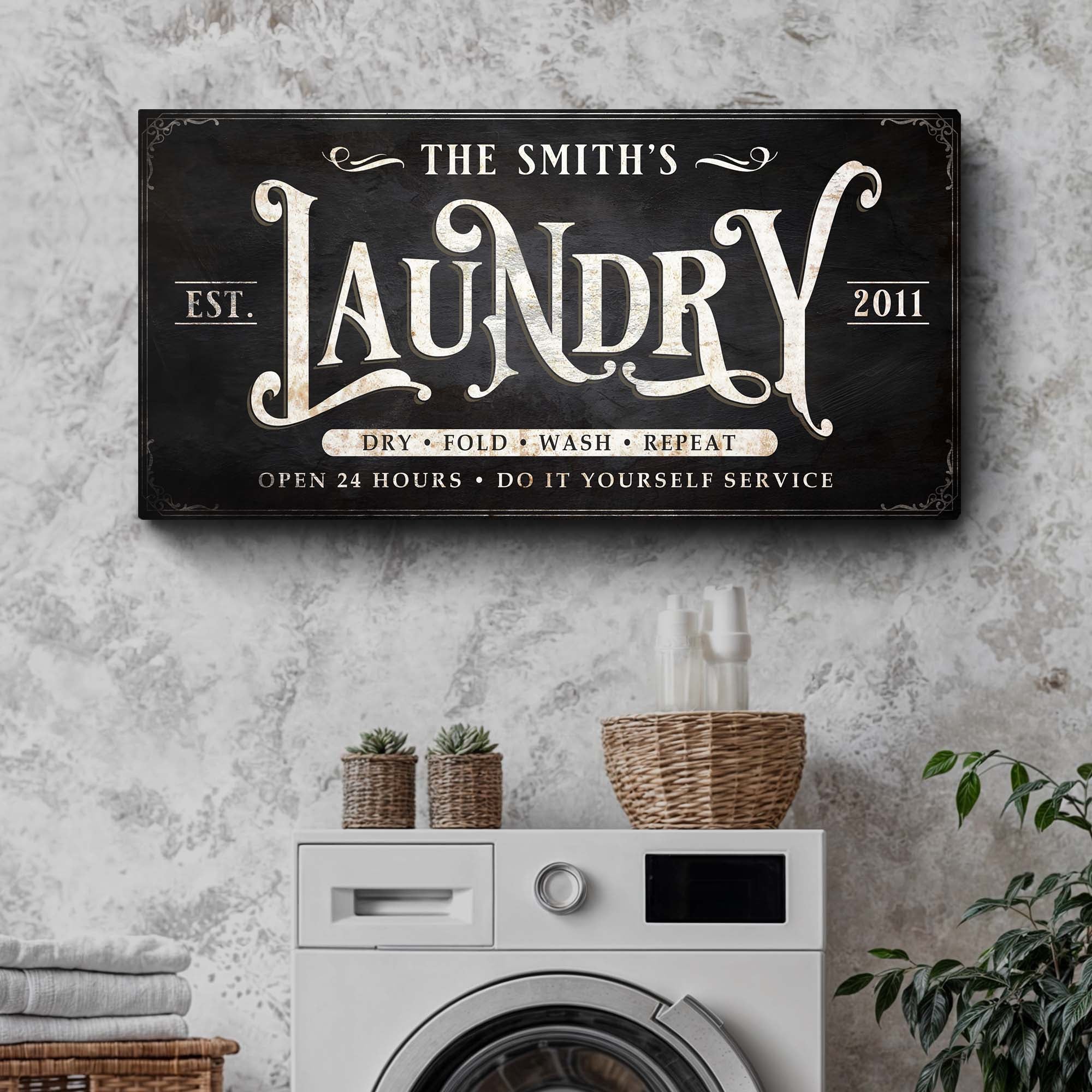 Laundry Room Sign | Farmhouse Laundry Sign | Personalized Laundry Room Decor | Vintage Laundry Room Decor | Wash Dry Fold Laundry Sign on sale at MyriadMart