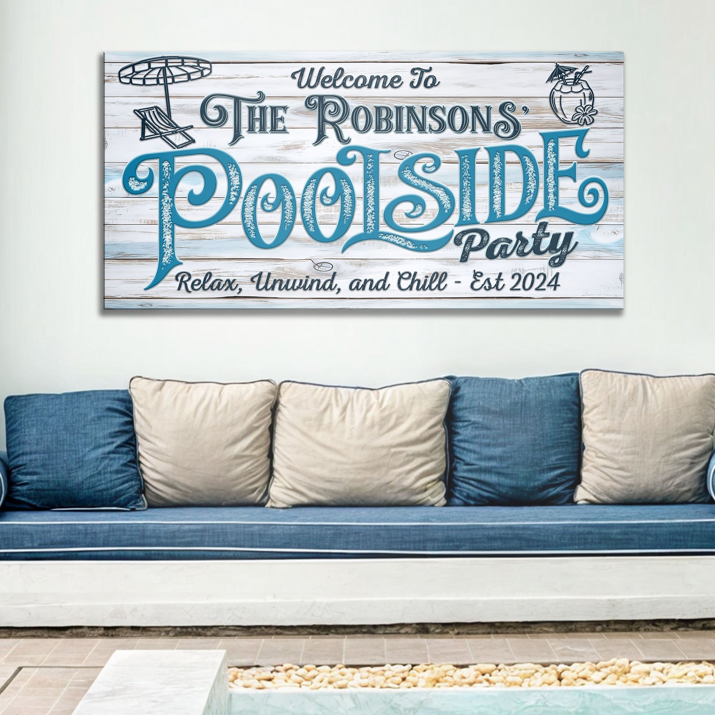 Personalized Pool Party Sign on sale at MyriadMart