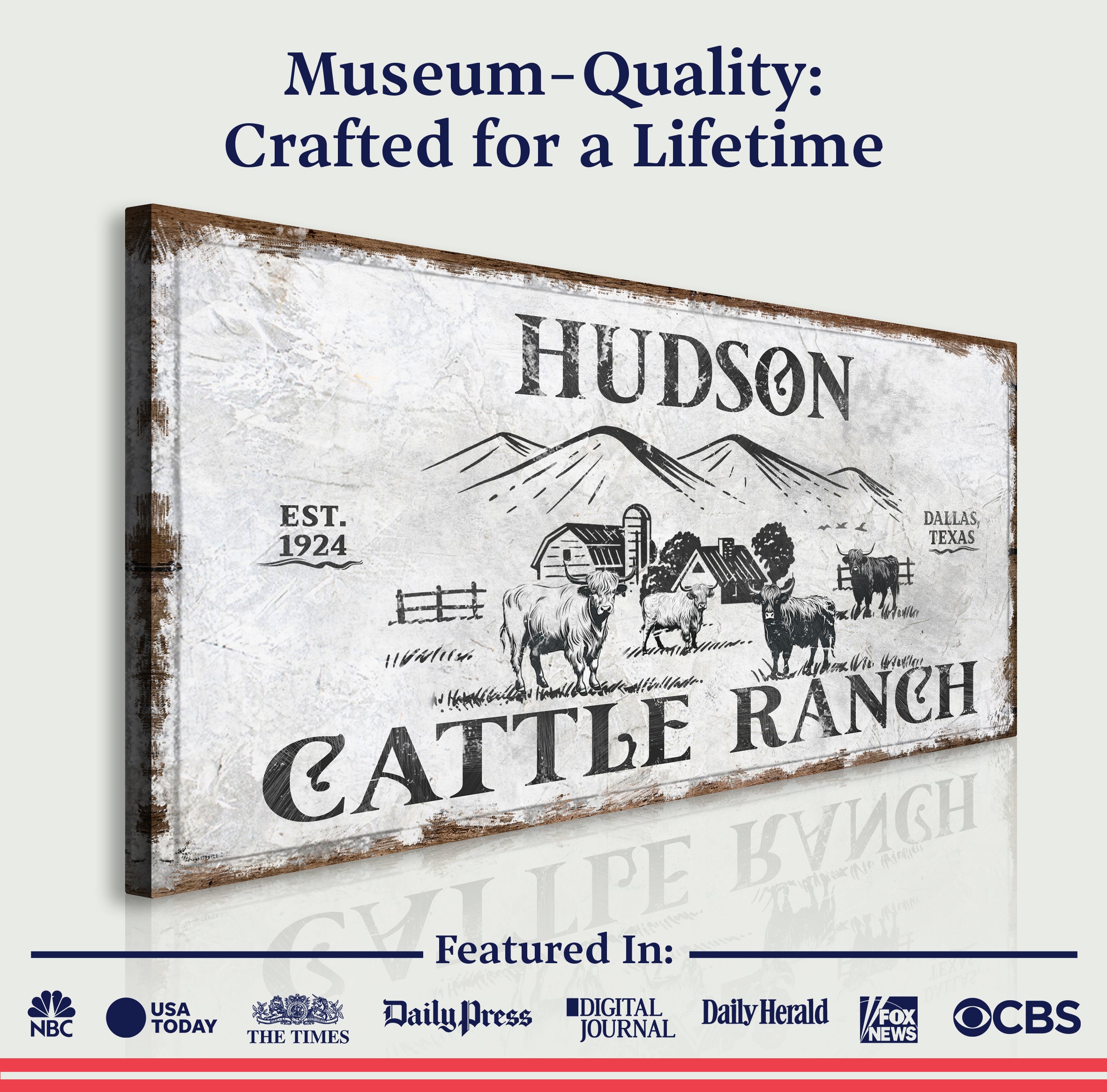 Personalized Highland Cattle Ranch Sign on sale at MyriadMart