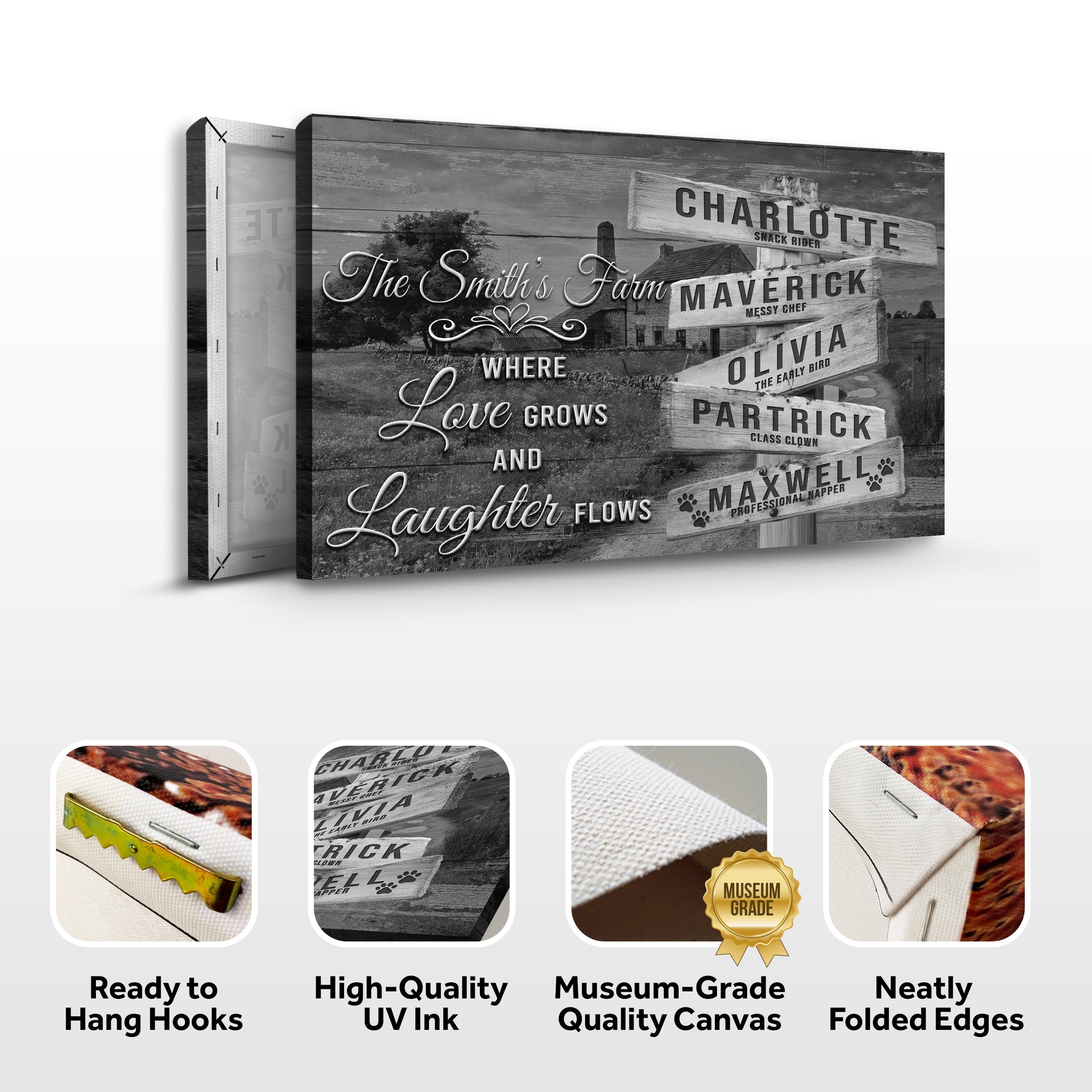 Where Love Grows And Laughter Flows Family Names Sign on sale at MyriadMart