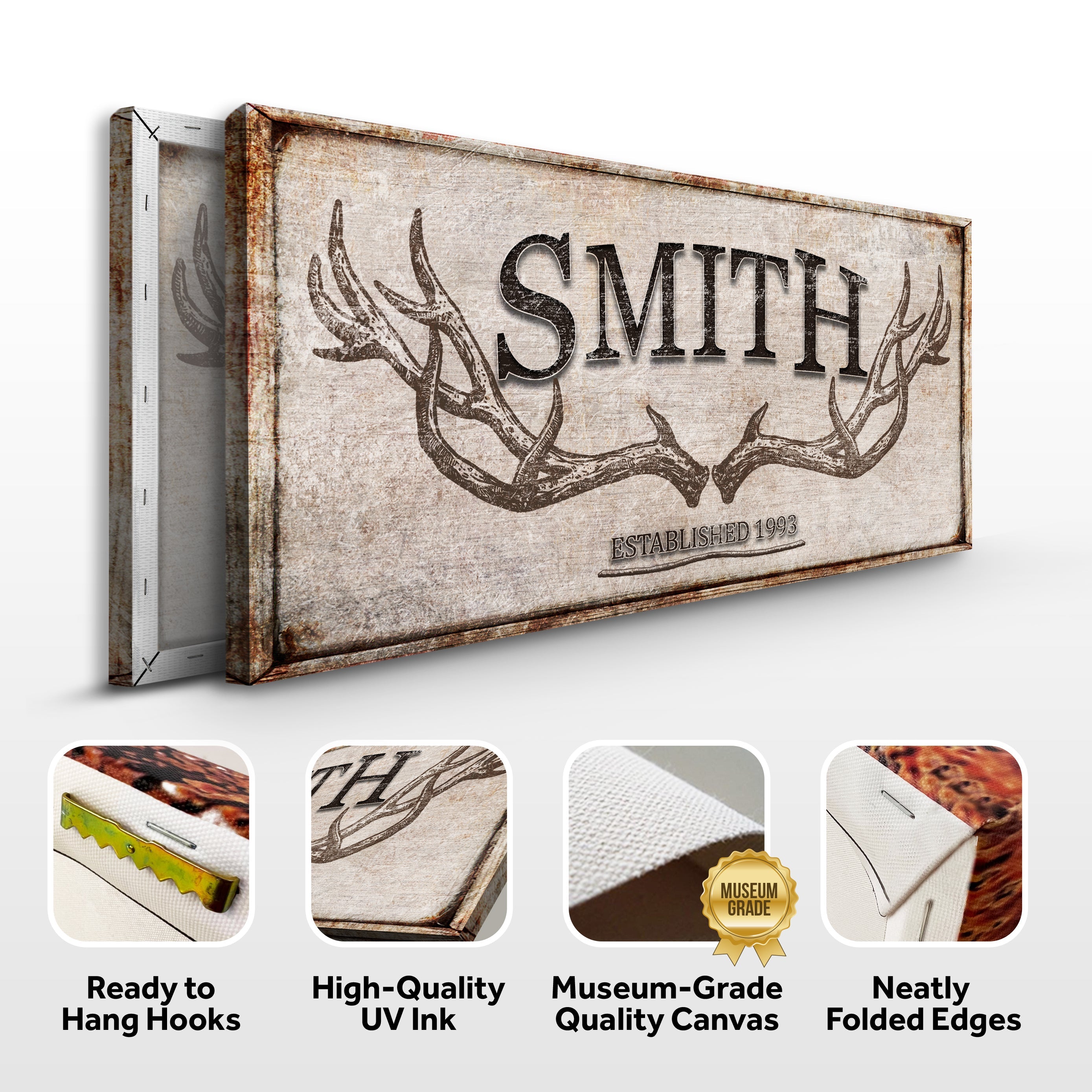 Personalized Family Antler Sign V on sale at MyriadMart