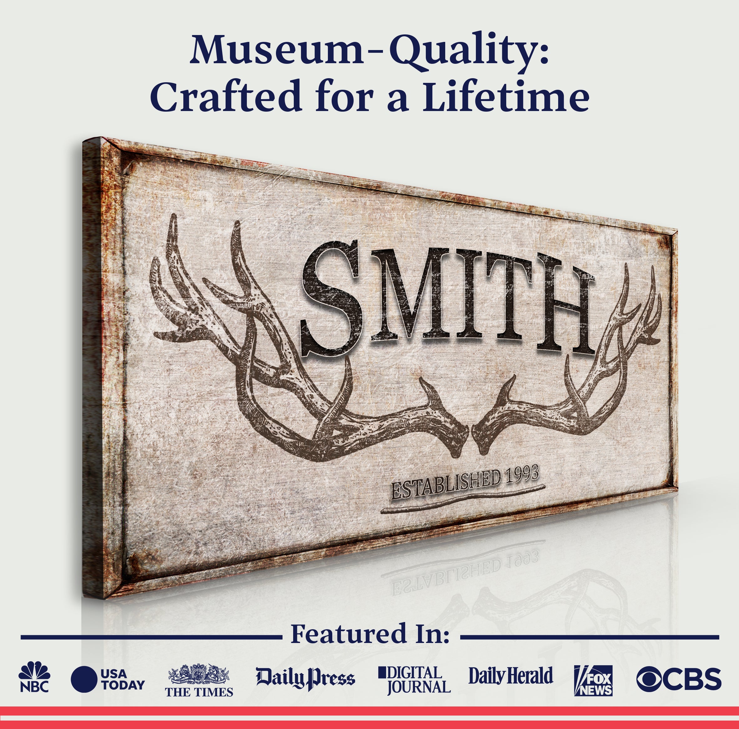 Personalized Family Antler Sign V on sale at MyriadMart