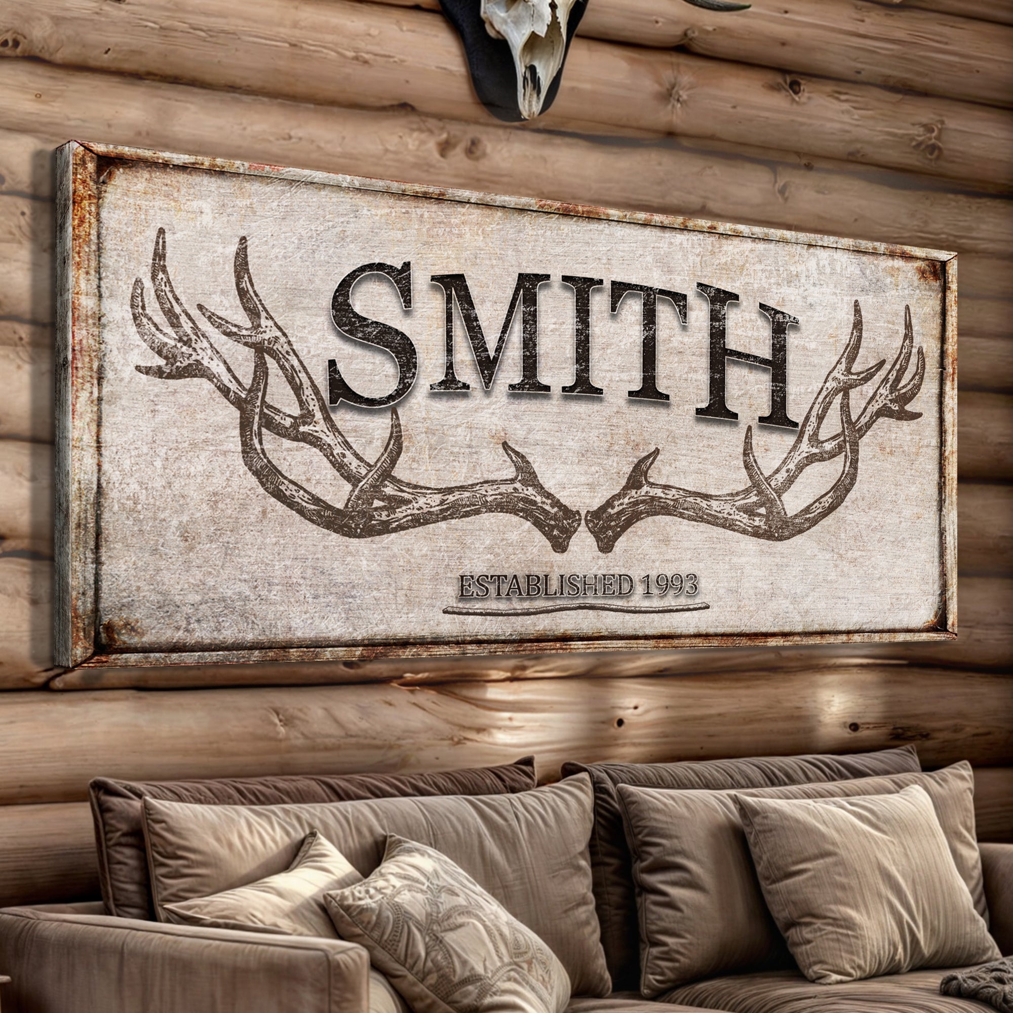Personalized Family Antler Sign V on sale at MyriadMart