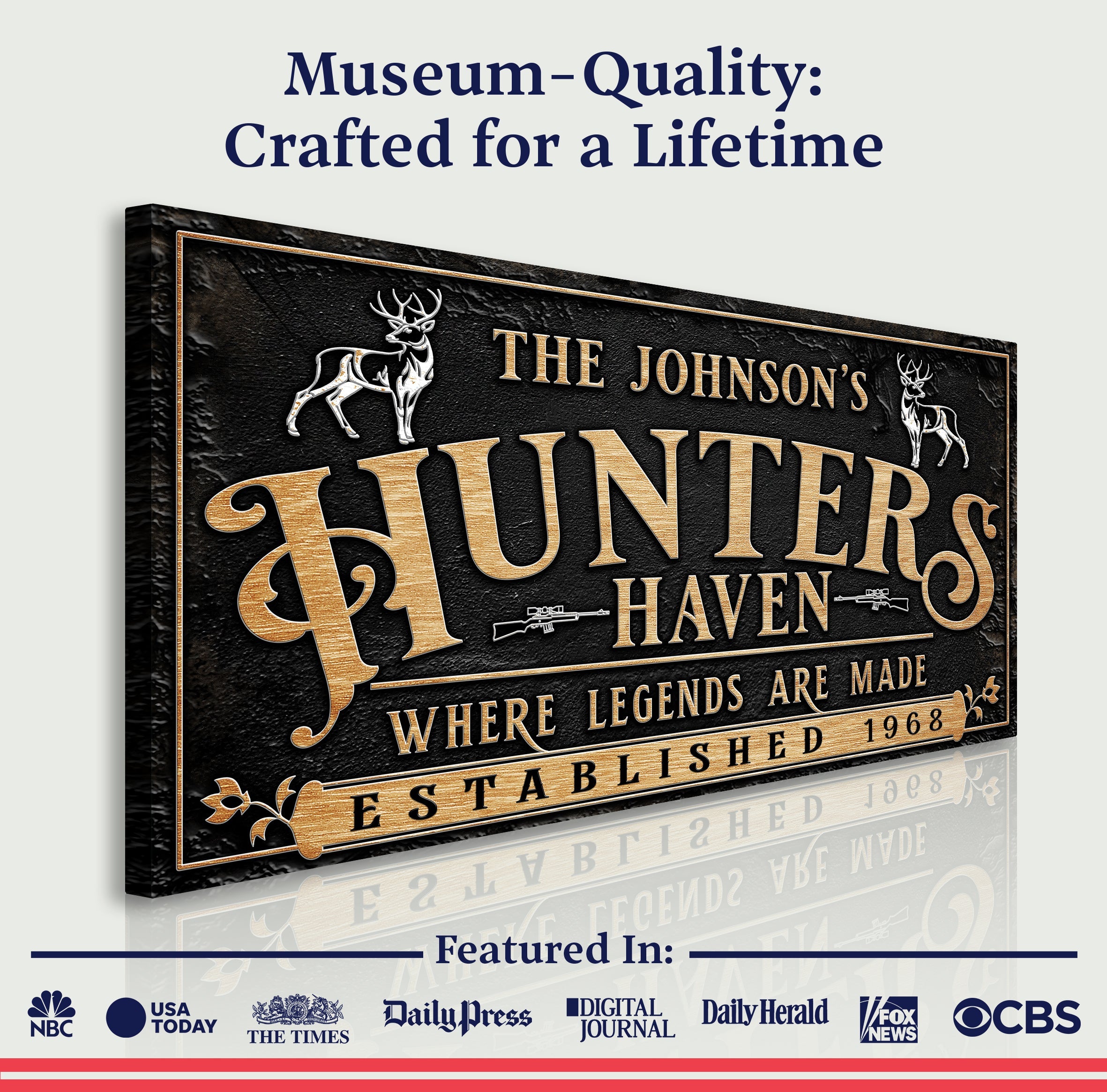 Personalized Hunters Haven Family Sign II on sale at MyriadMart