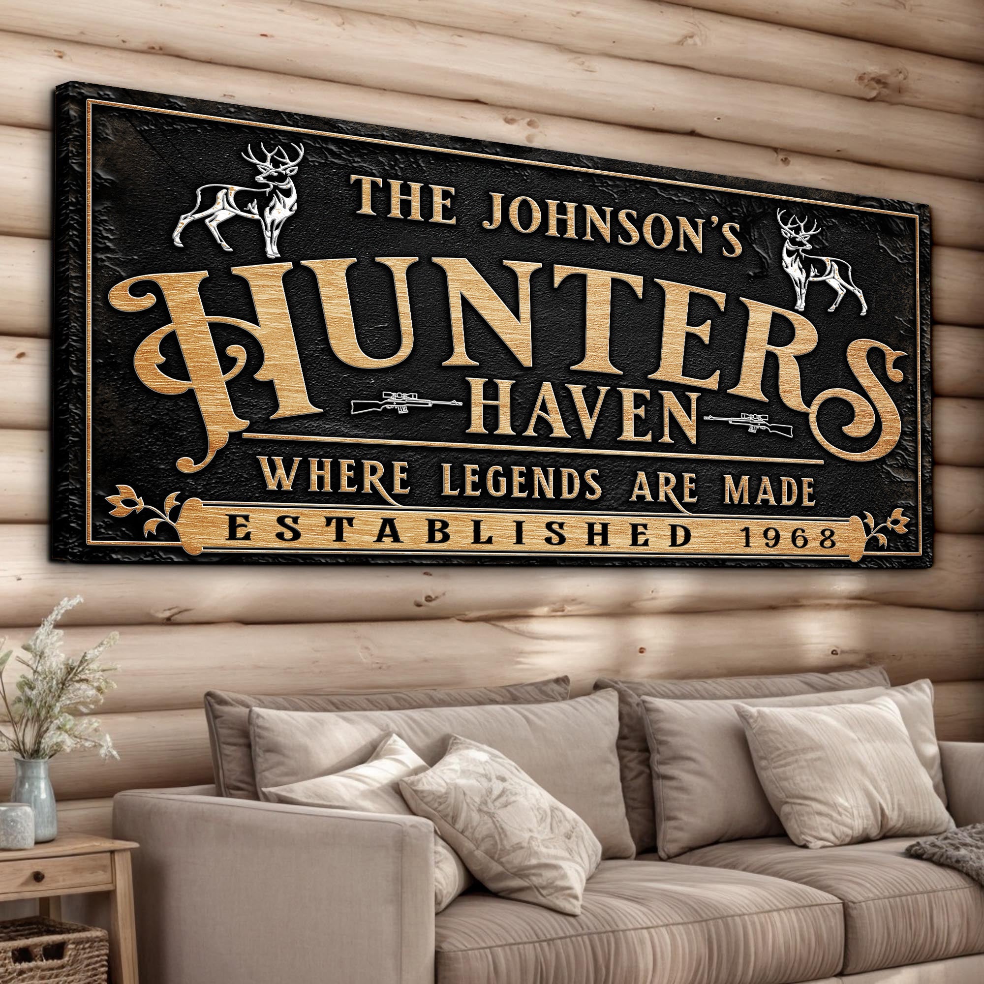 Personalized Hunters Haven Family Sign II on sale at MyriadMart