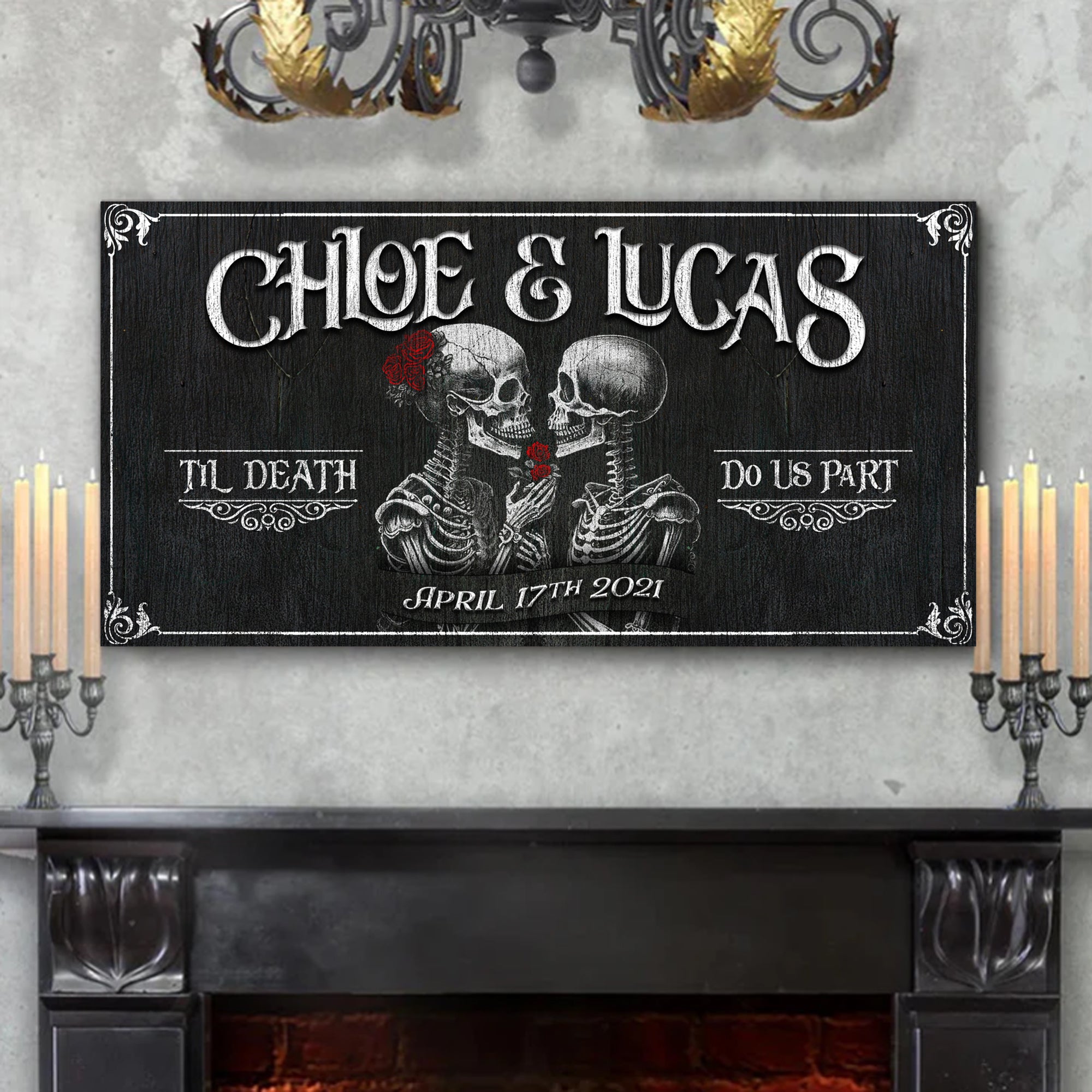 Till Death Do Us Part Skeleton Couple Sign V on sale at MyriadMart