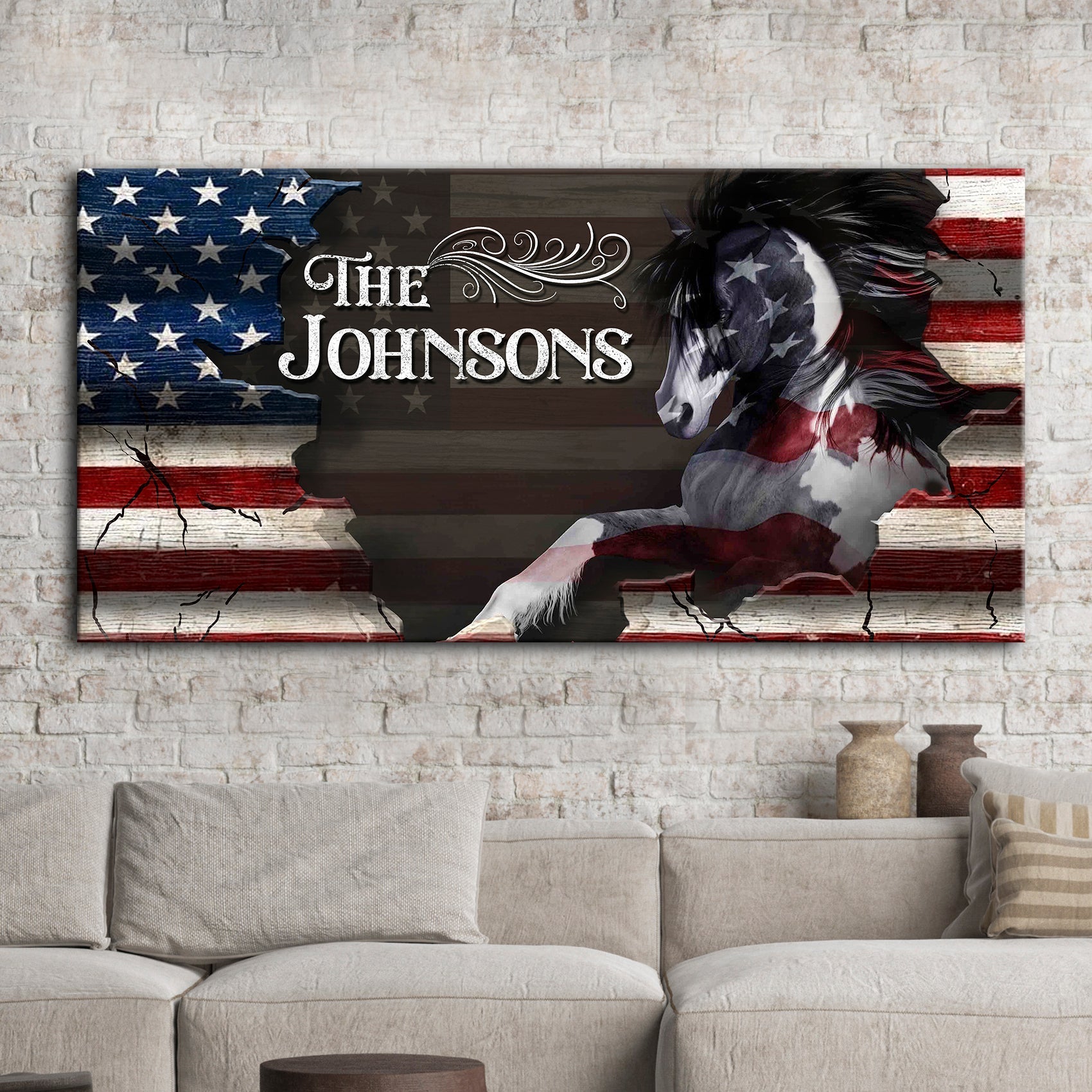 Family Name Sign - American Horse Wall Art on sale at MyriadMart