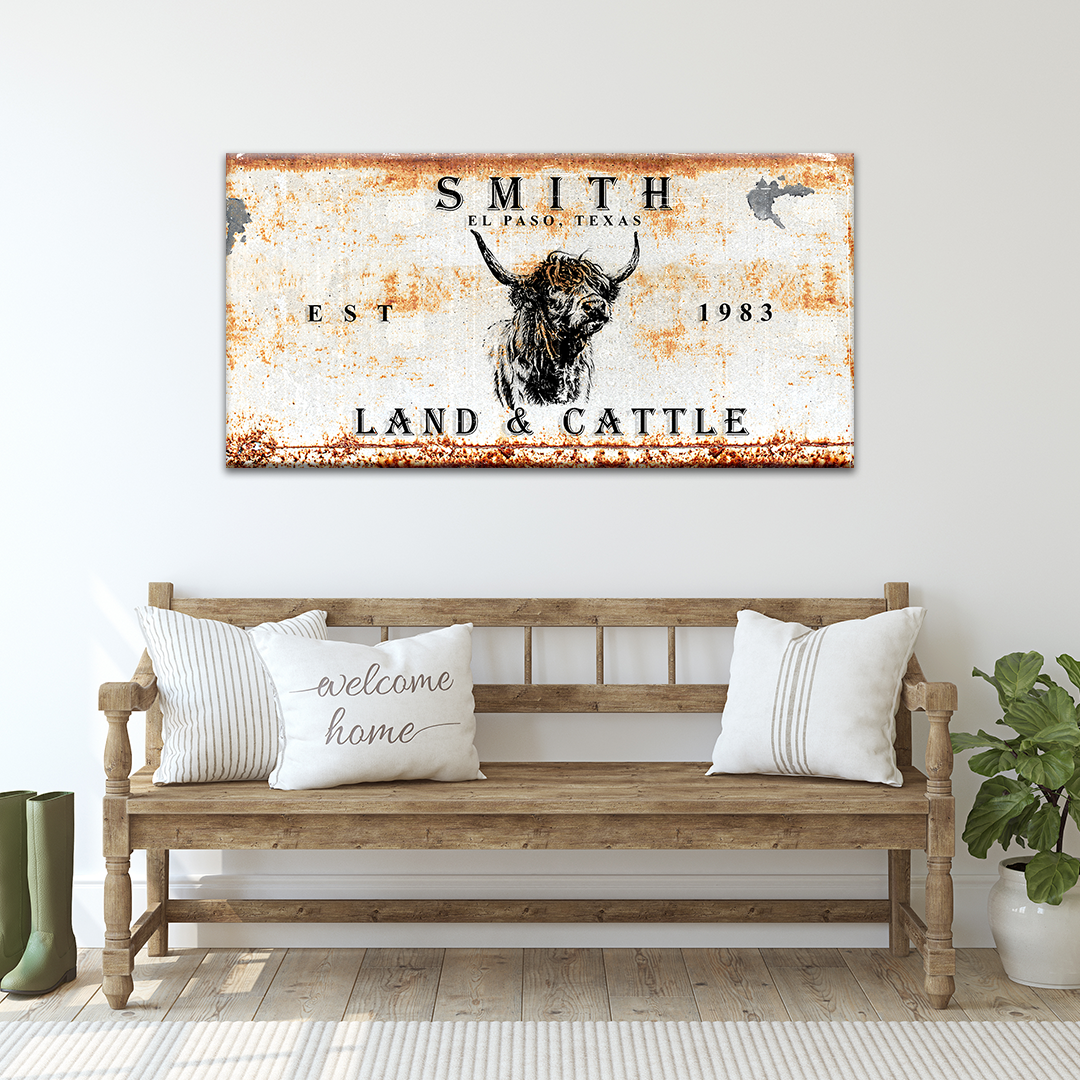 Land And Cattle Rustic Sign II on sale at MyriadMart