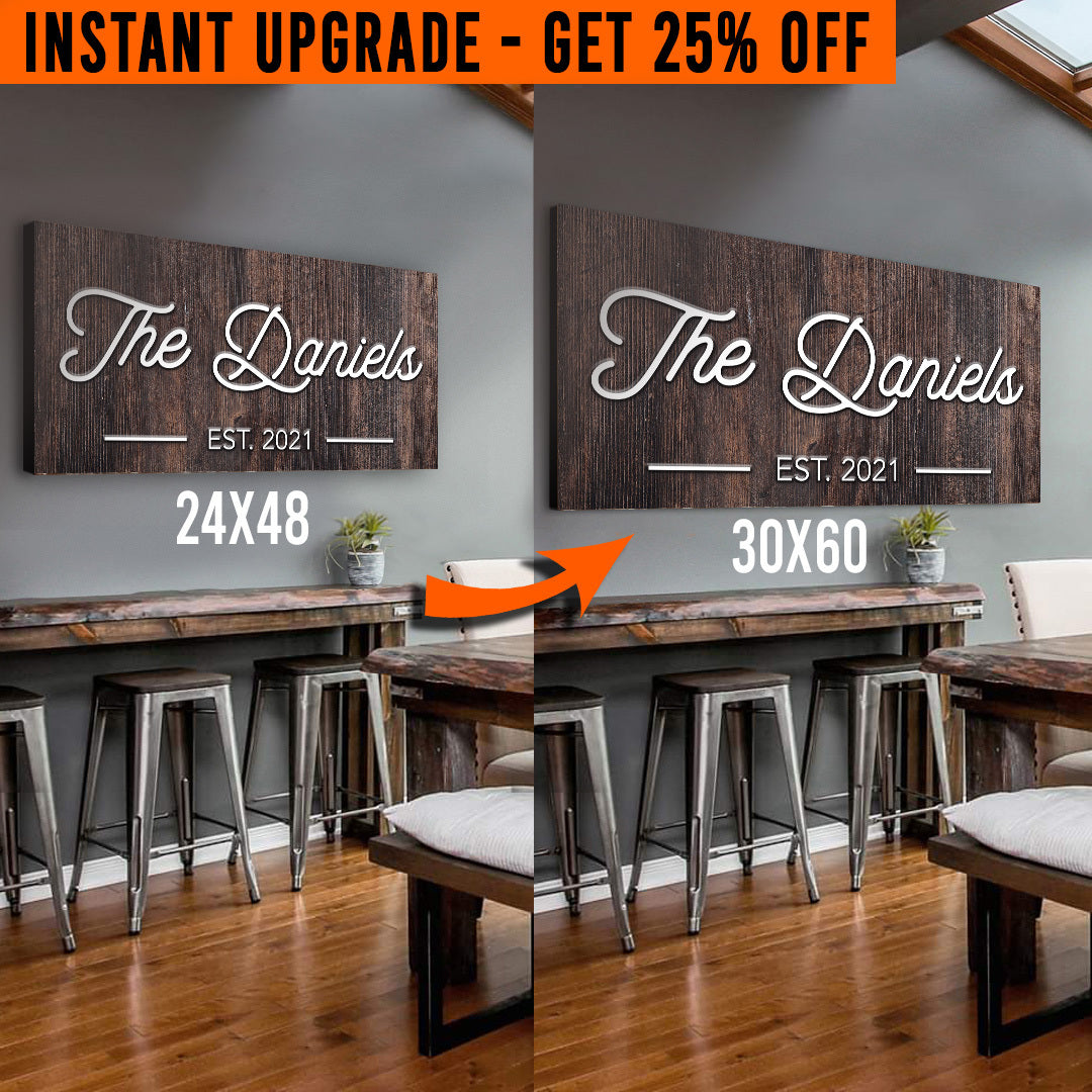 Upgrade Your 48x24 Inches 'Family Name' Style 1 Canvas To 60x30 Inches on sale at MyriadMart