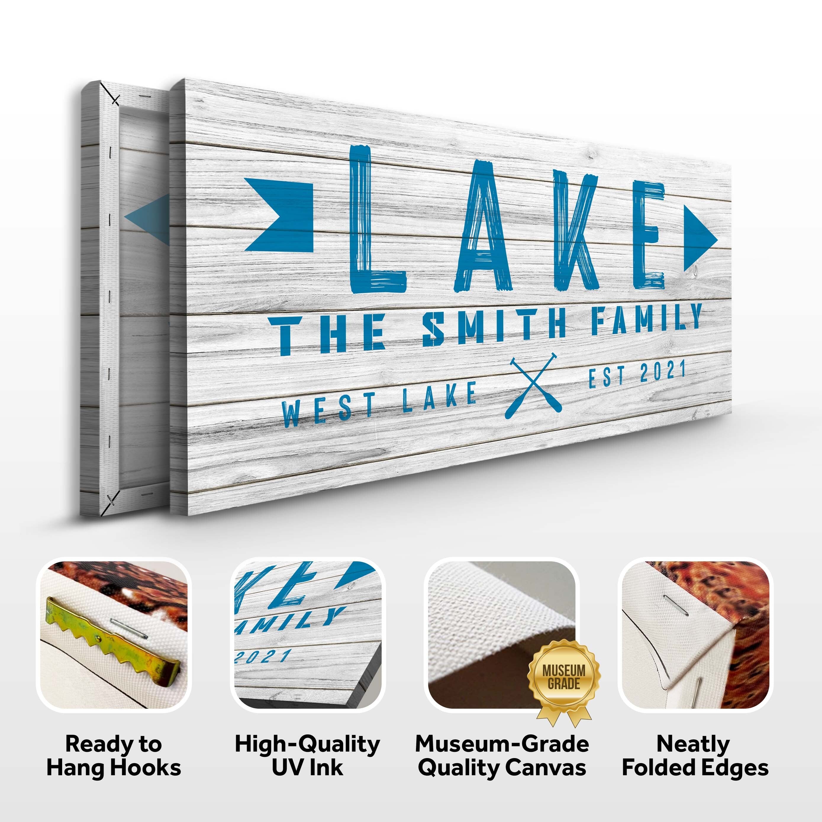 Wooden Lake Arrow Sign on sale at MyriadMart