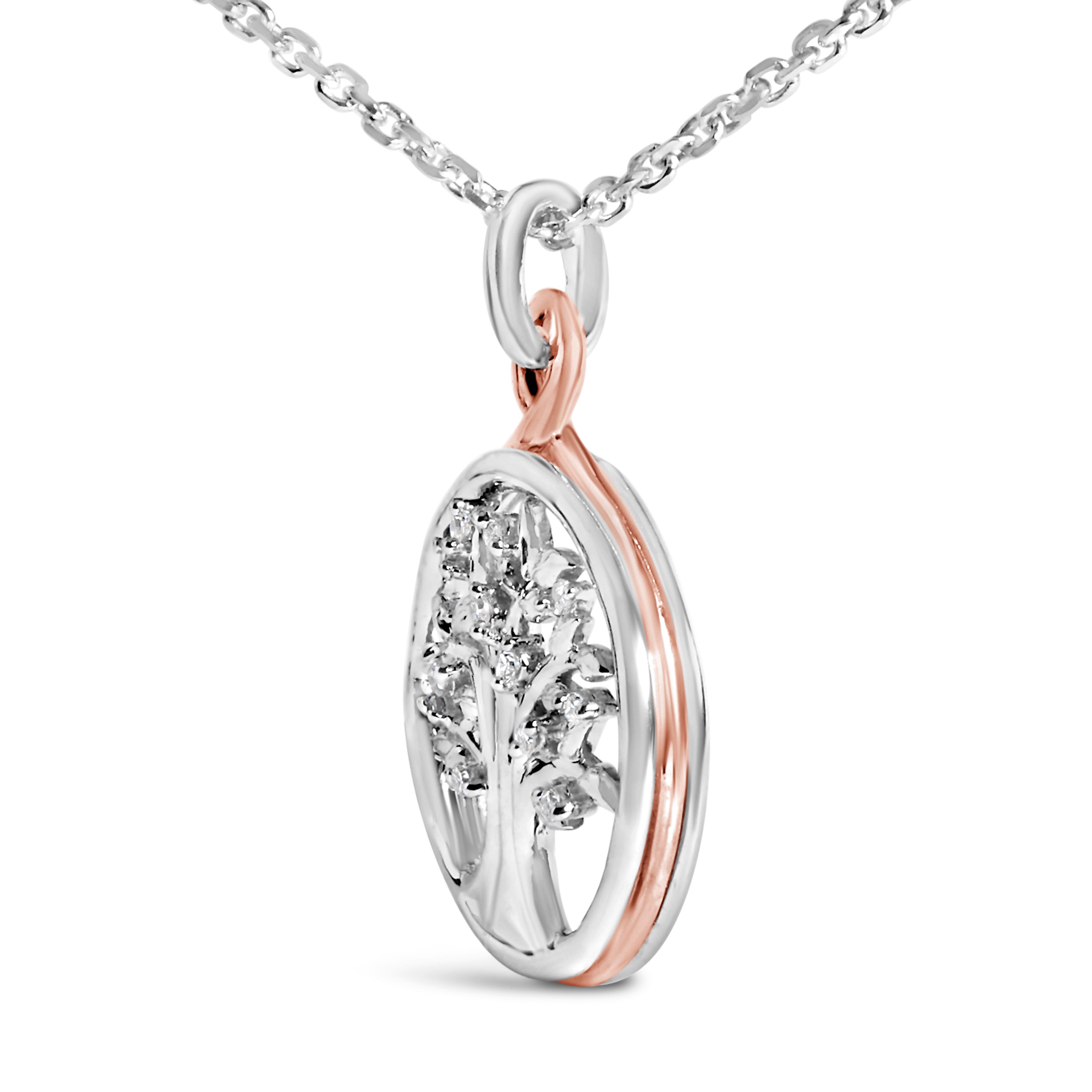 14K Rose Gold Plated Sterling Silver Diamond Accent Tree of Life Pendant Necklace on sale at MyriadMart