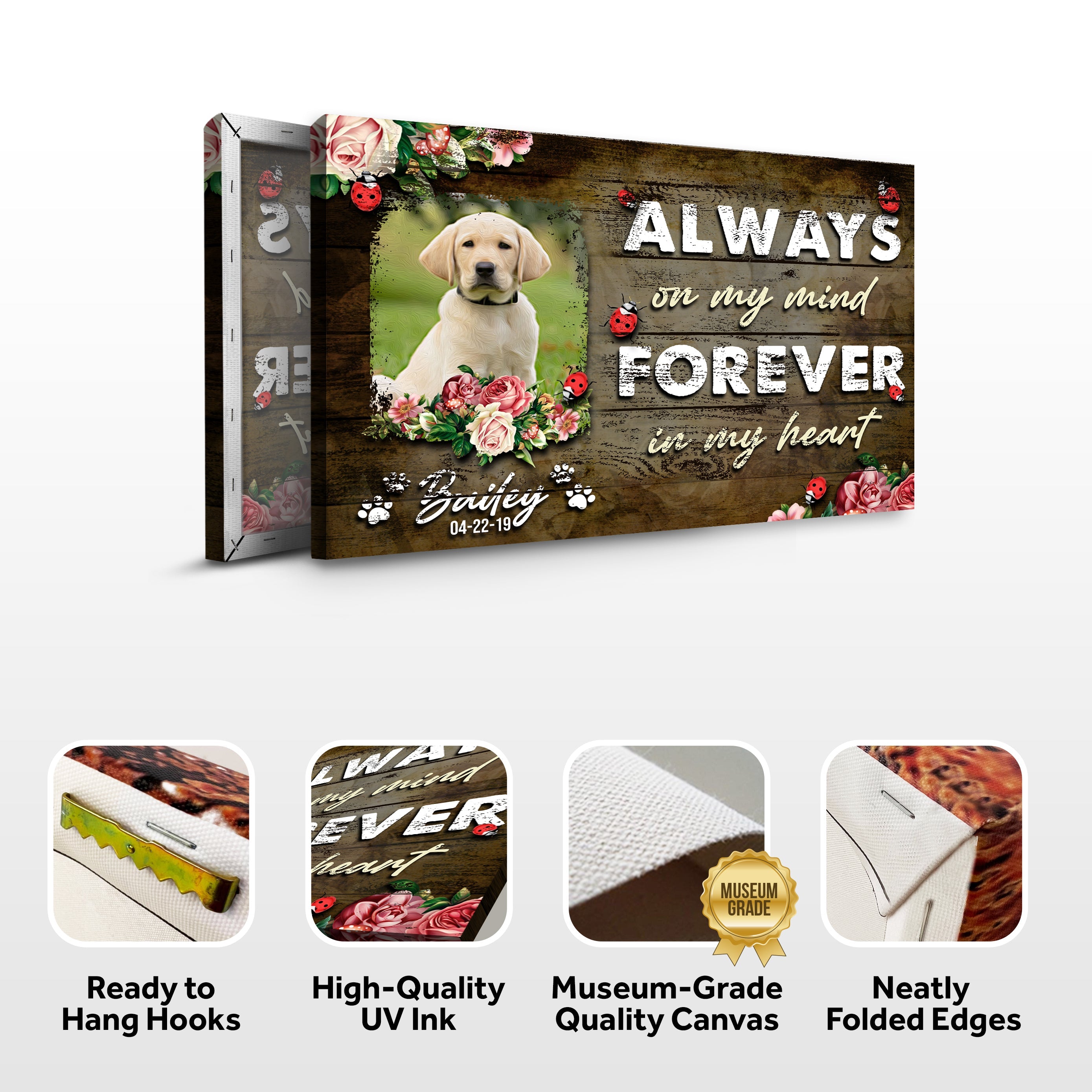 Always On My Mind Forever In My Heart Pet Memorial Sign on sale at MyriadMart