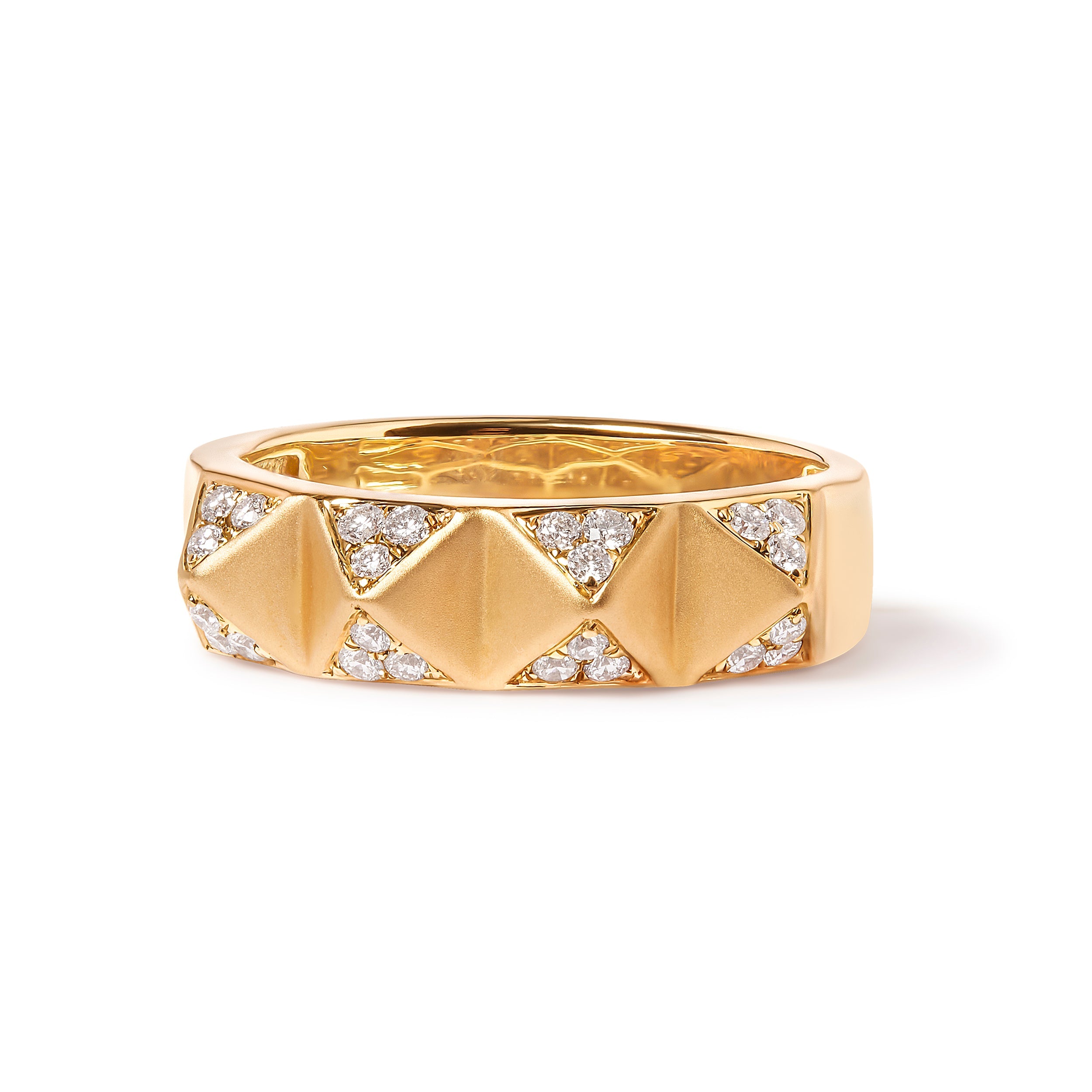 14K Yellow Gold 1/4 Cttw White Diamond Pyramid Band Ring G-H Color, SI1-SI2 Clarity - Size 7 on sale at MyriadMart