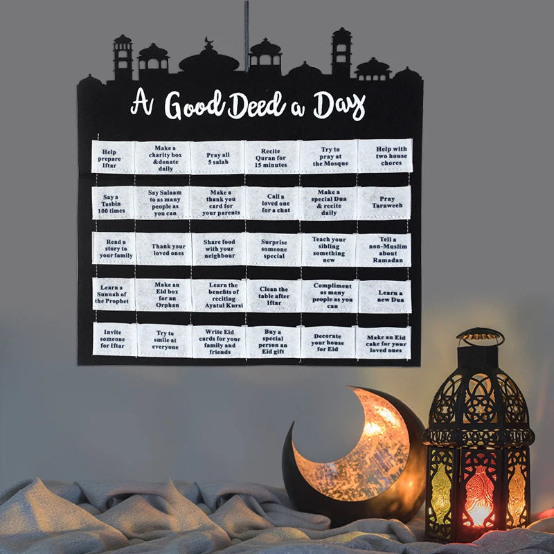 Eid Mubarak Countdown Felt Calendar Ramadan Decoration For Home 2024 Islamic Muslim Party Supplies Ramadan Kareem Kid Gift Favor
