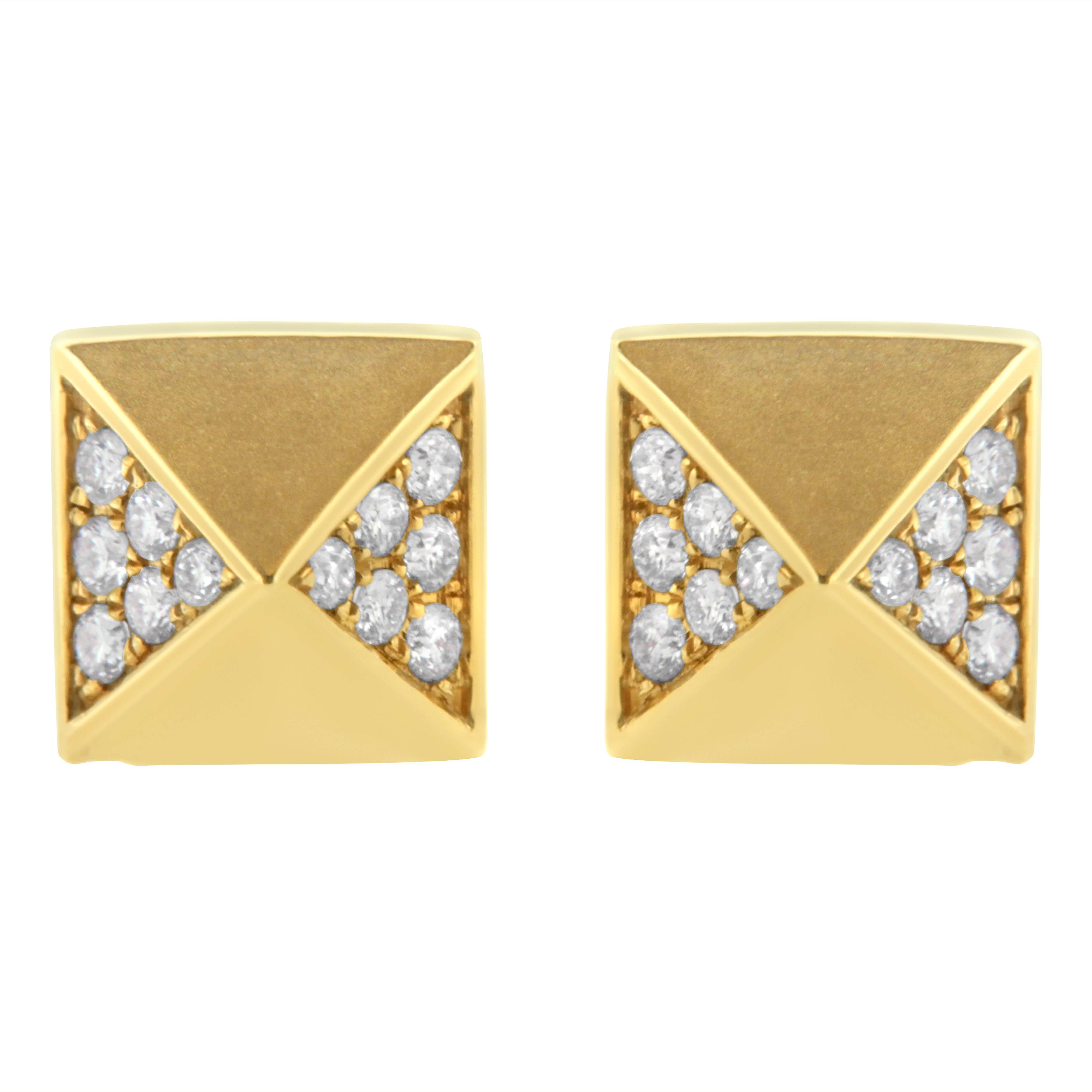 14K Yellow Gold 1/4 Cttw Diamond Pyramid Stud Earring G-H Color, SI1-SI2 Clarity on sale at MyriadMart
