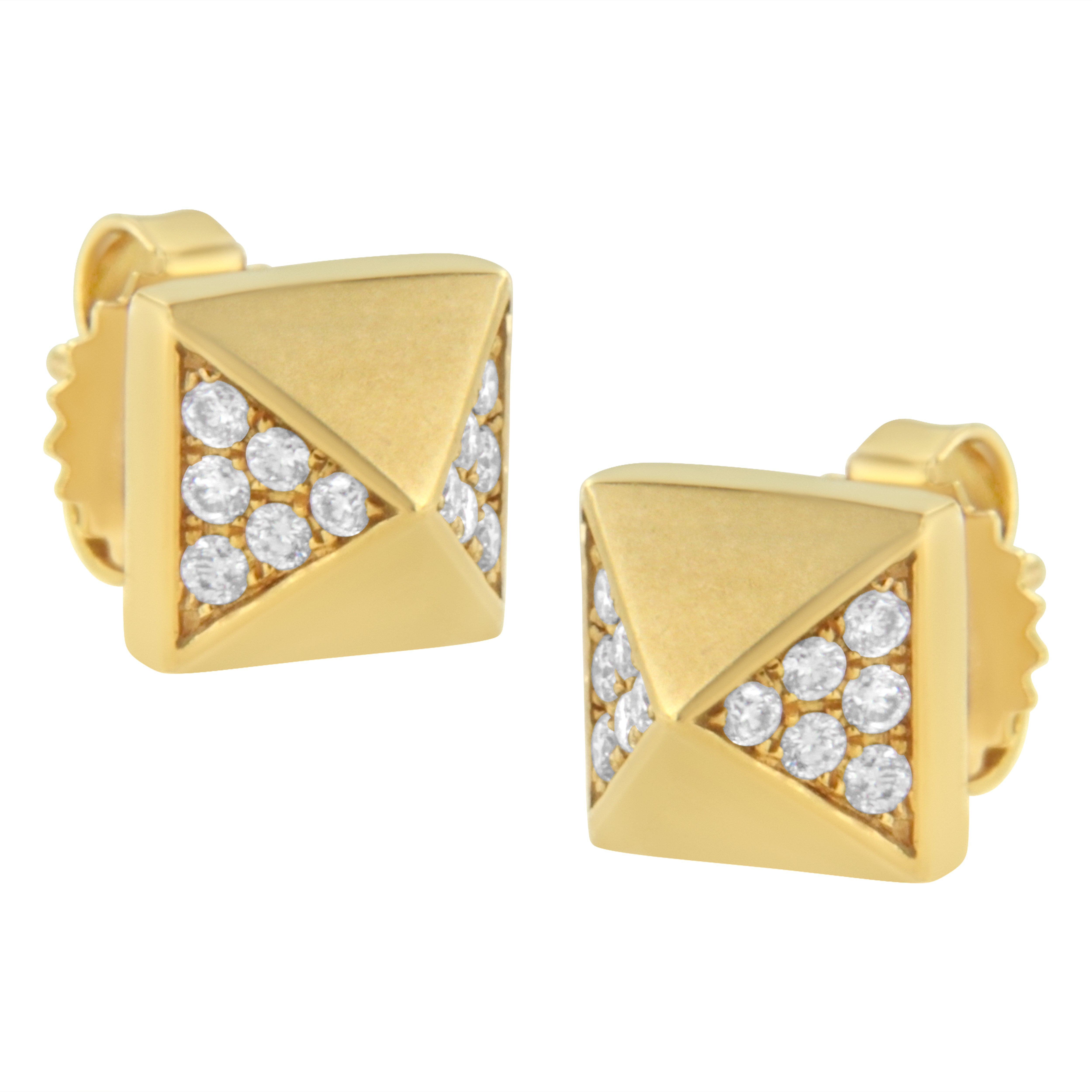 14K Yellow Gold 1/4 Cttw Diamond Pyramid Stud Earring G-H Color, SI1-SI2 Clarity on sale at MyriadMart