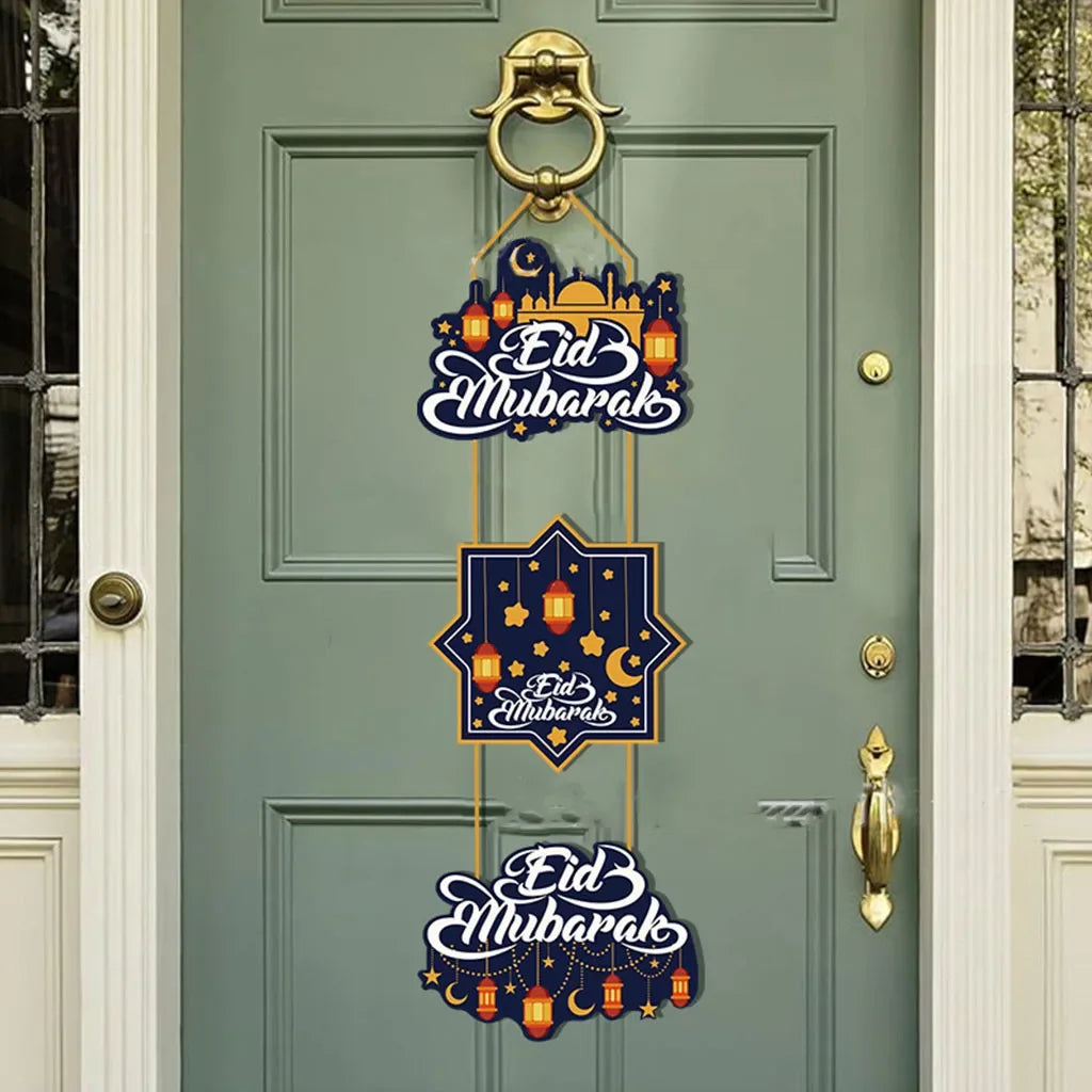 2024 Eid Mubarak Party Decoration Eid Star Moon Castle Door Hanging Ornament Ramadan Muslim Pendants Happy Eid Party Home Decor