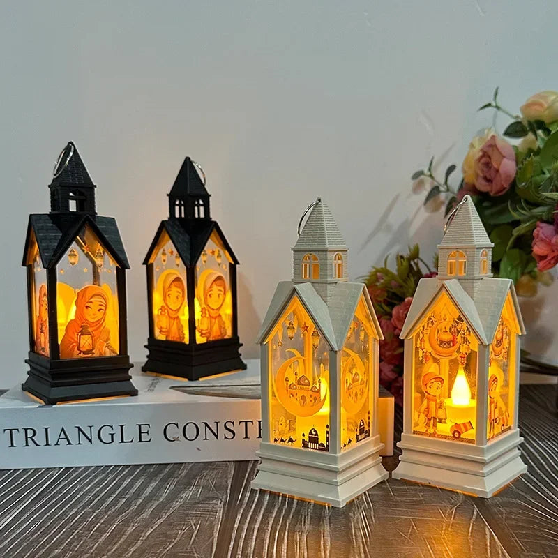 Islamic Muslim Festival Supplies LED Portable Wind Light Ornaments Eid Mubarak Night Lamp for Home Room Ramadan Decoration 2024